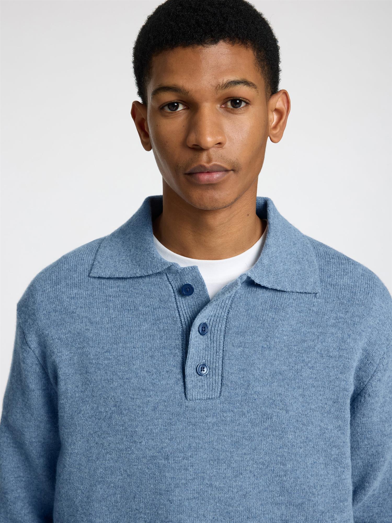 Reuben ls knit relaxed polo- Osceana
