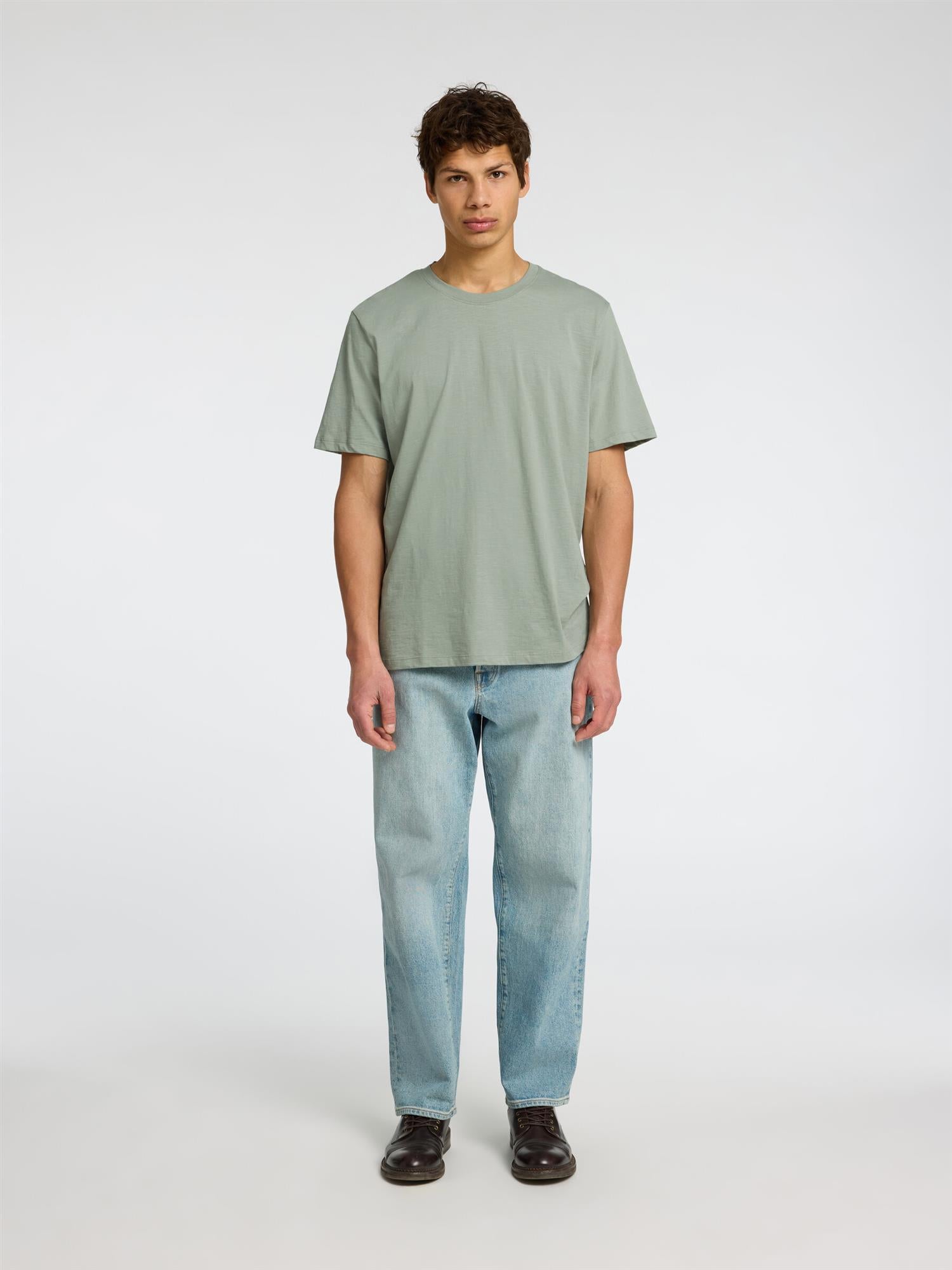 Aspen slub ss o-neck tee- Iceberg green