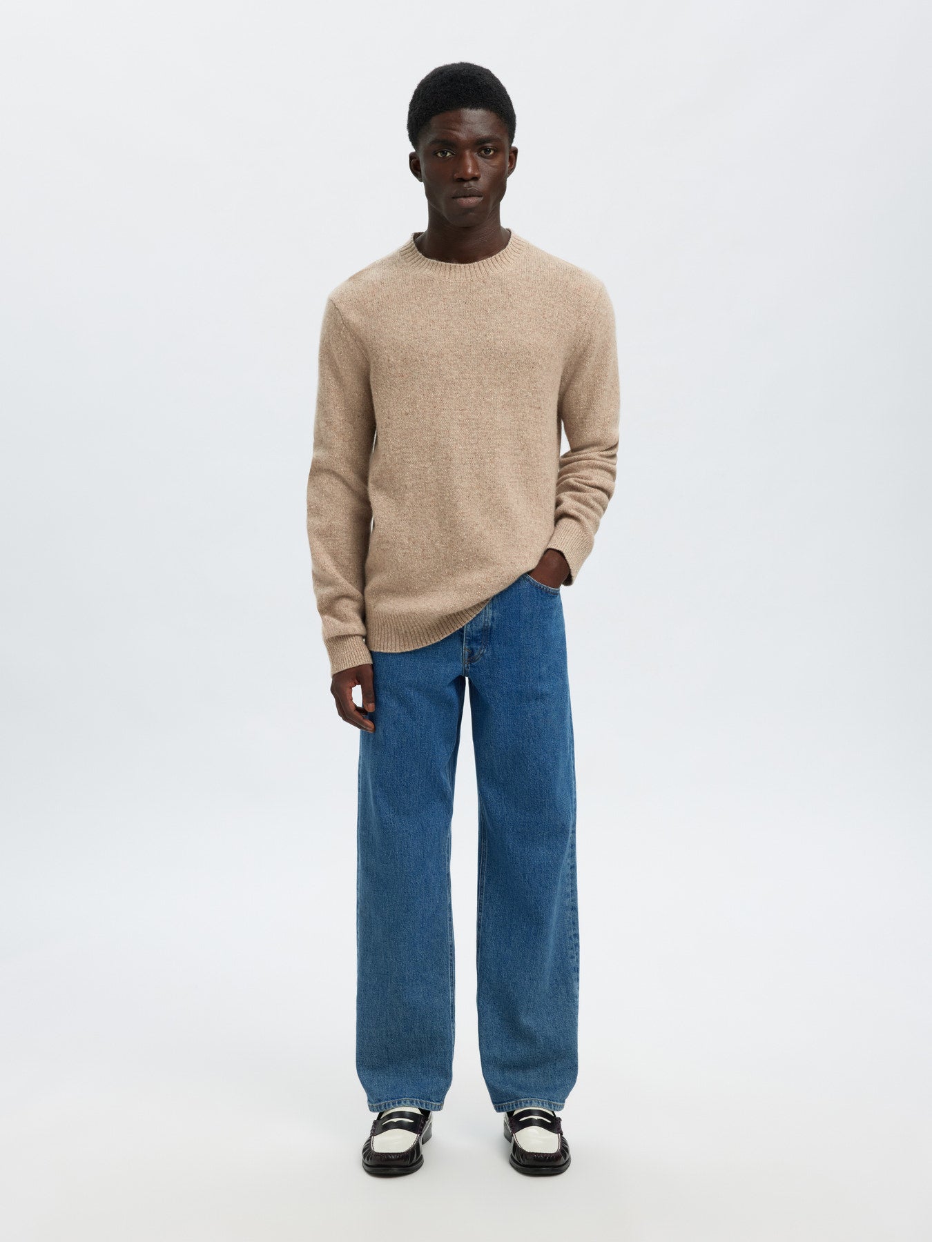Neil ls knit neps crew - Oatmeal