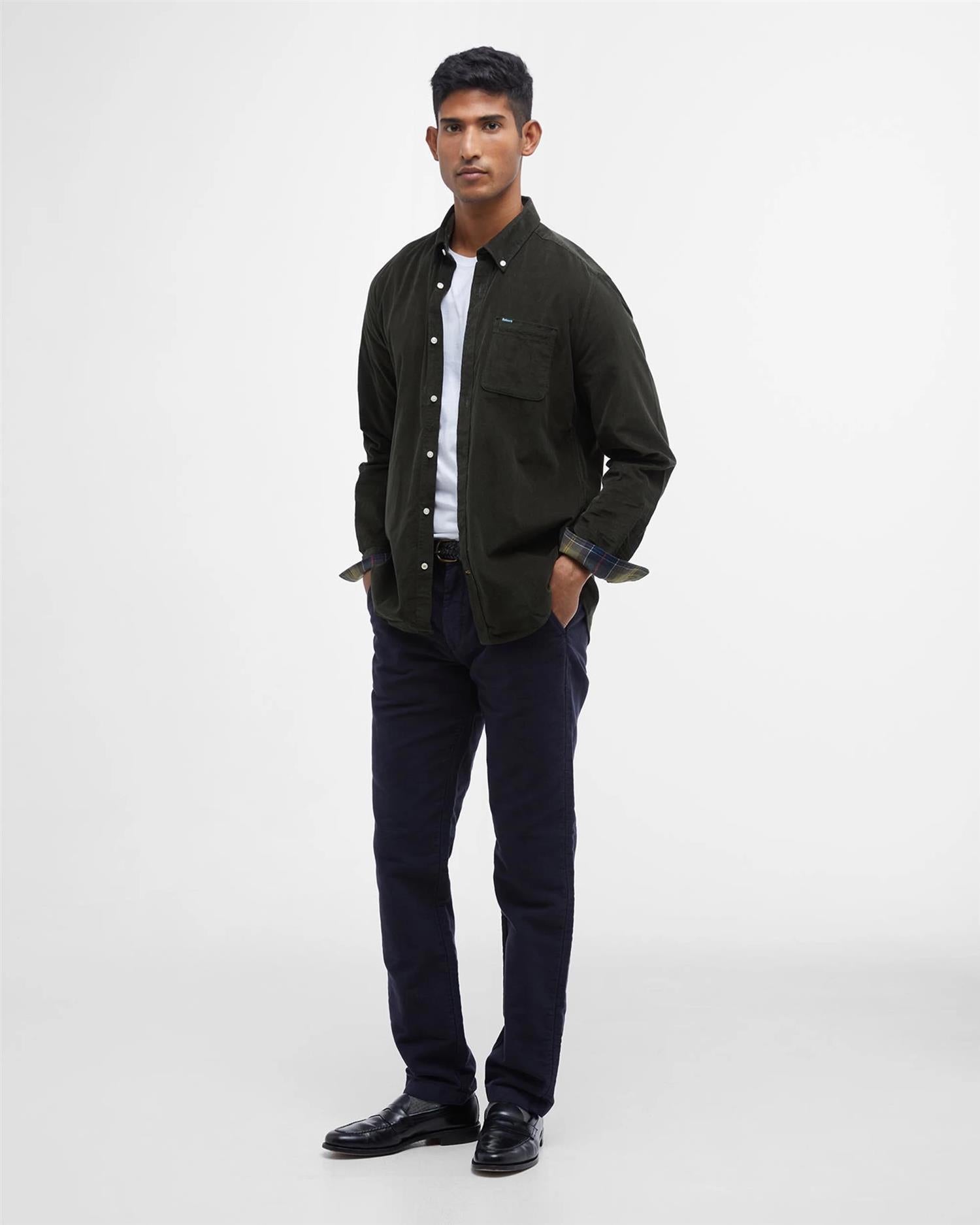 Ramsey Tailored Cord Shirt- Forest