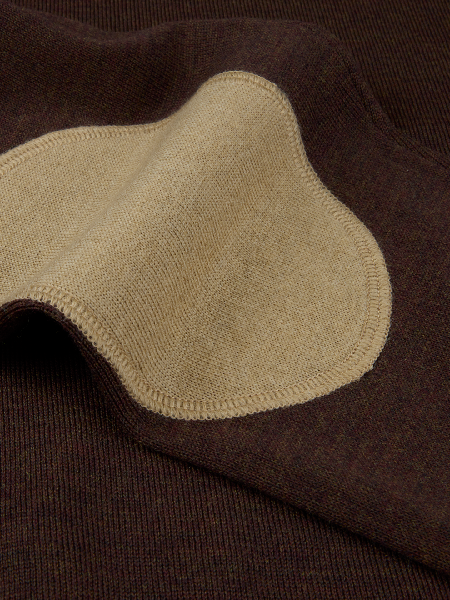 Sweater knitted crew  patch merino- Dk brown