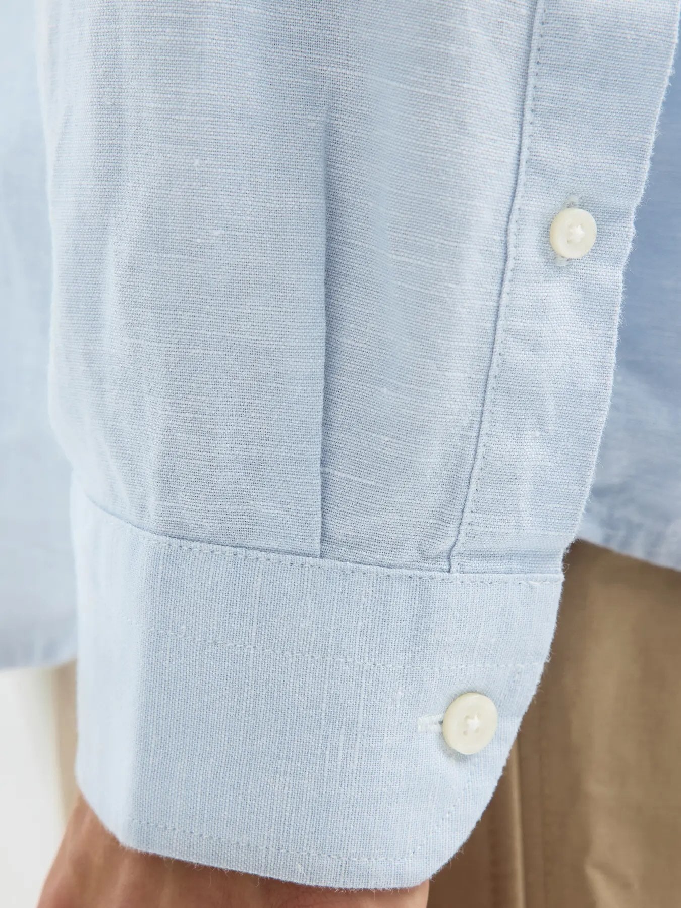 RegClay linen blend ls shirt - Dusty blue