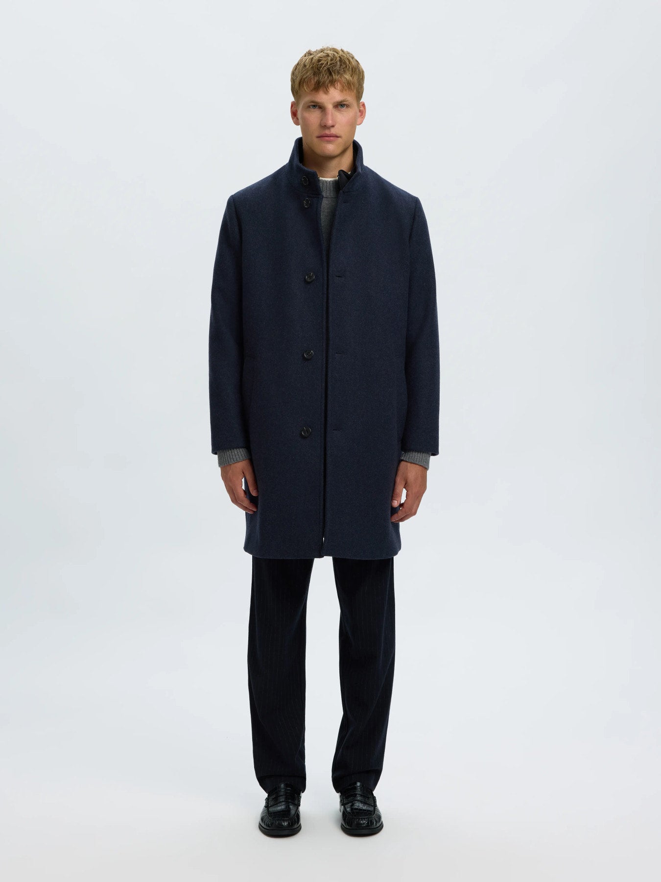 Rainar wool blend coat - Sky captain melange