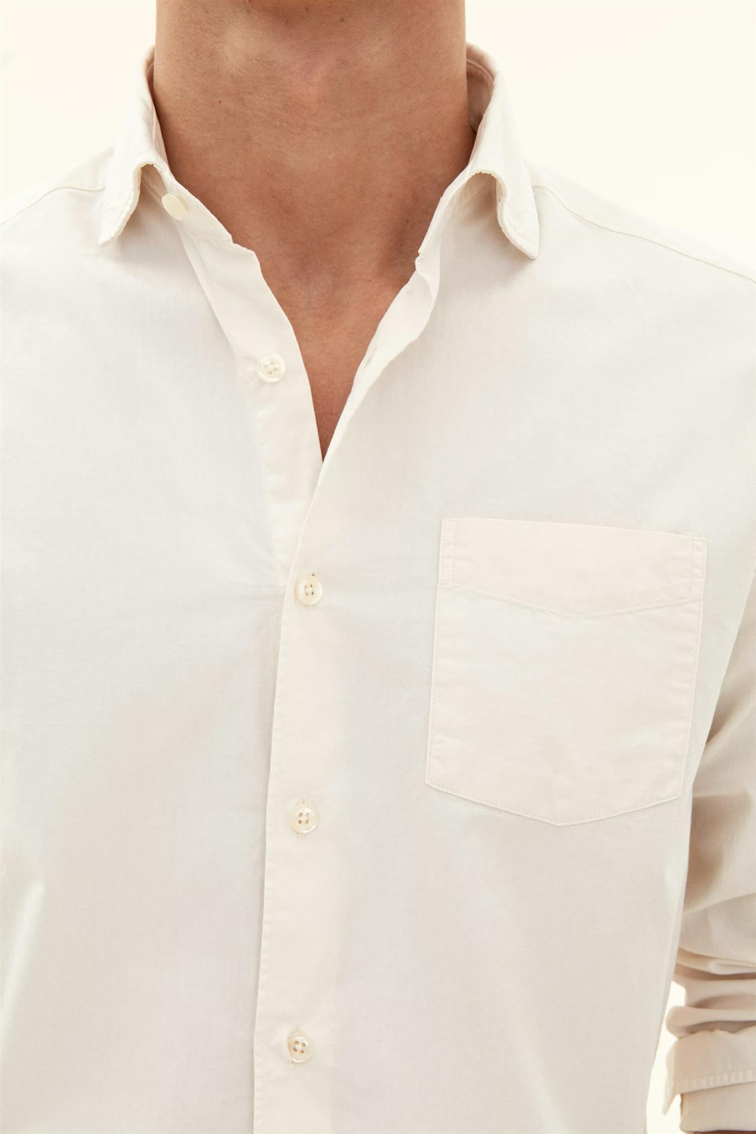 Reg fit wide spread twill shirt - Ecru white