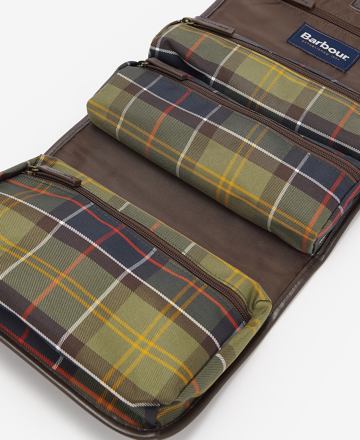 Wax hanging wash bag- tartan classic