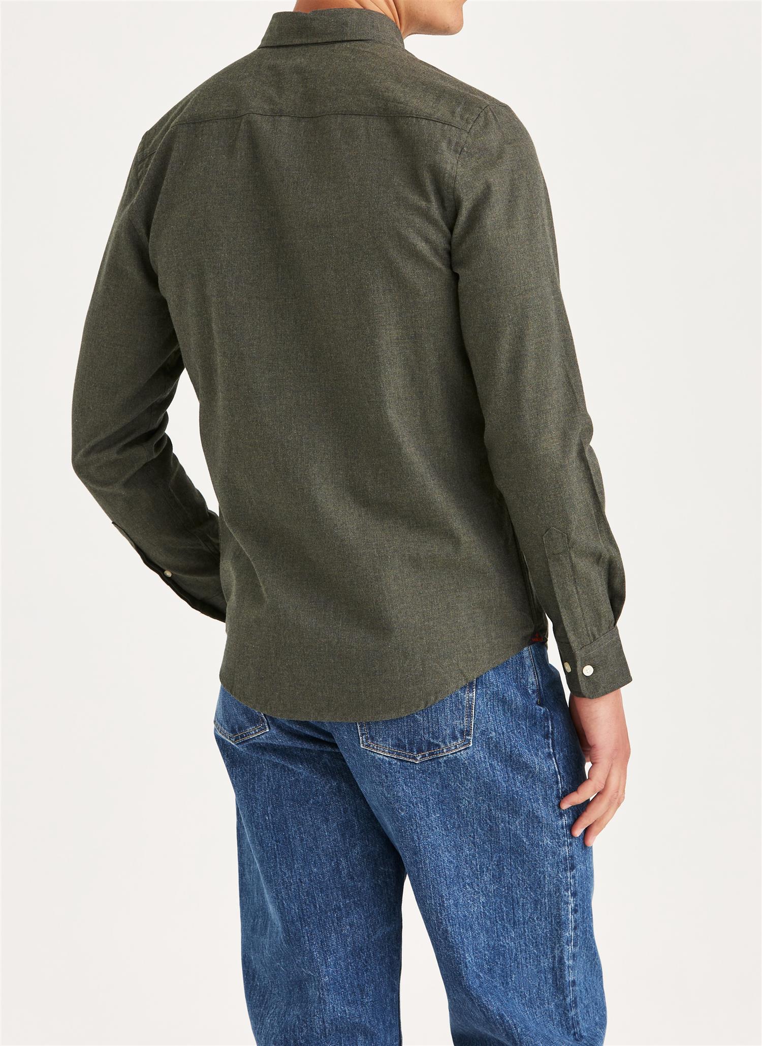 Watts Flannel Shirt-Slim Fit- Olive