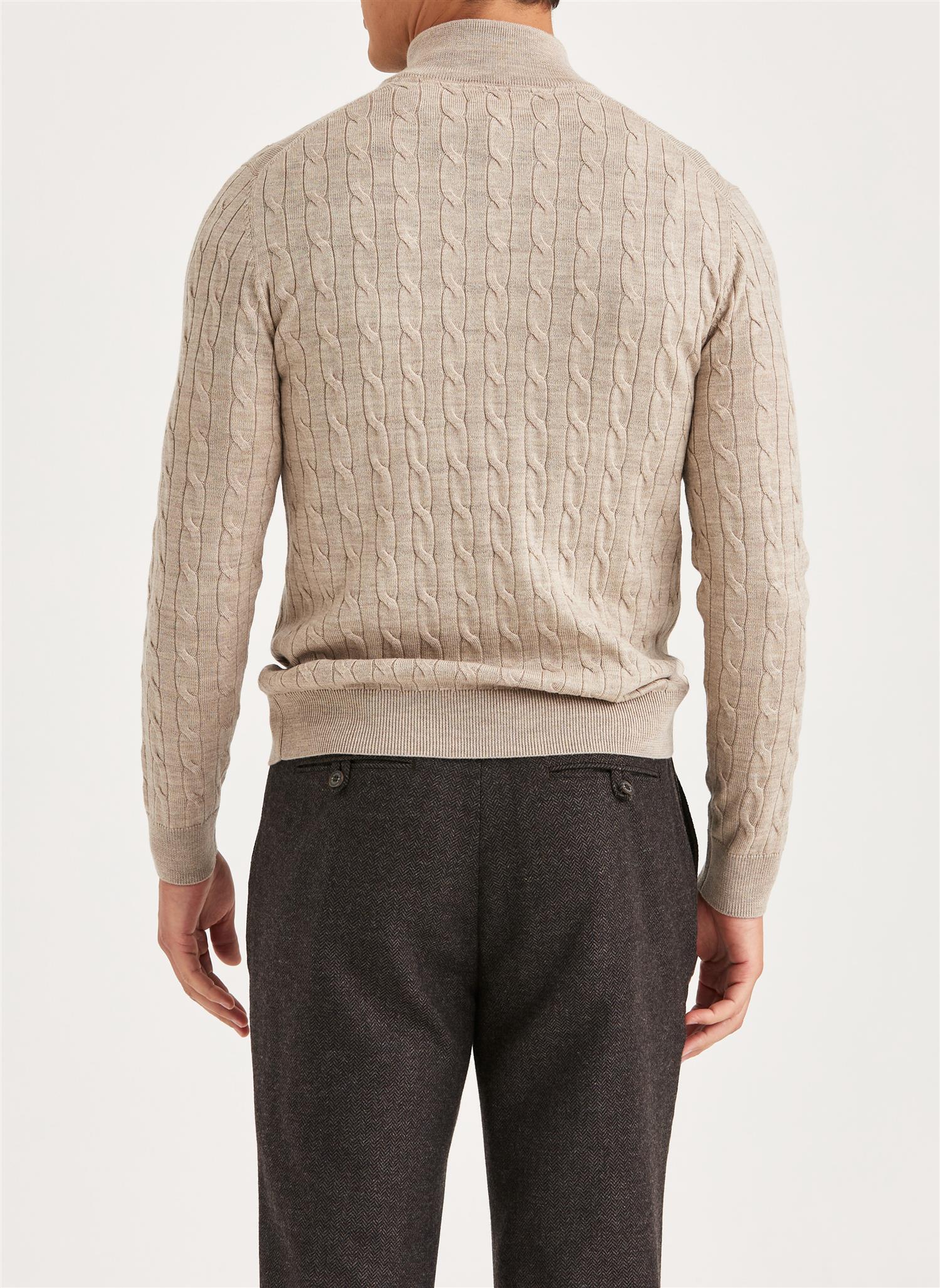 Merino Cable John Zip- Khaki