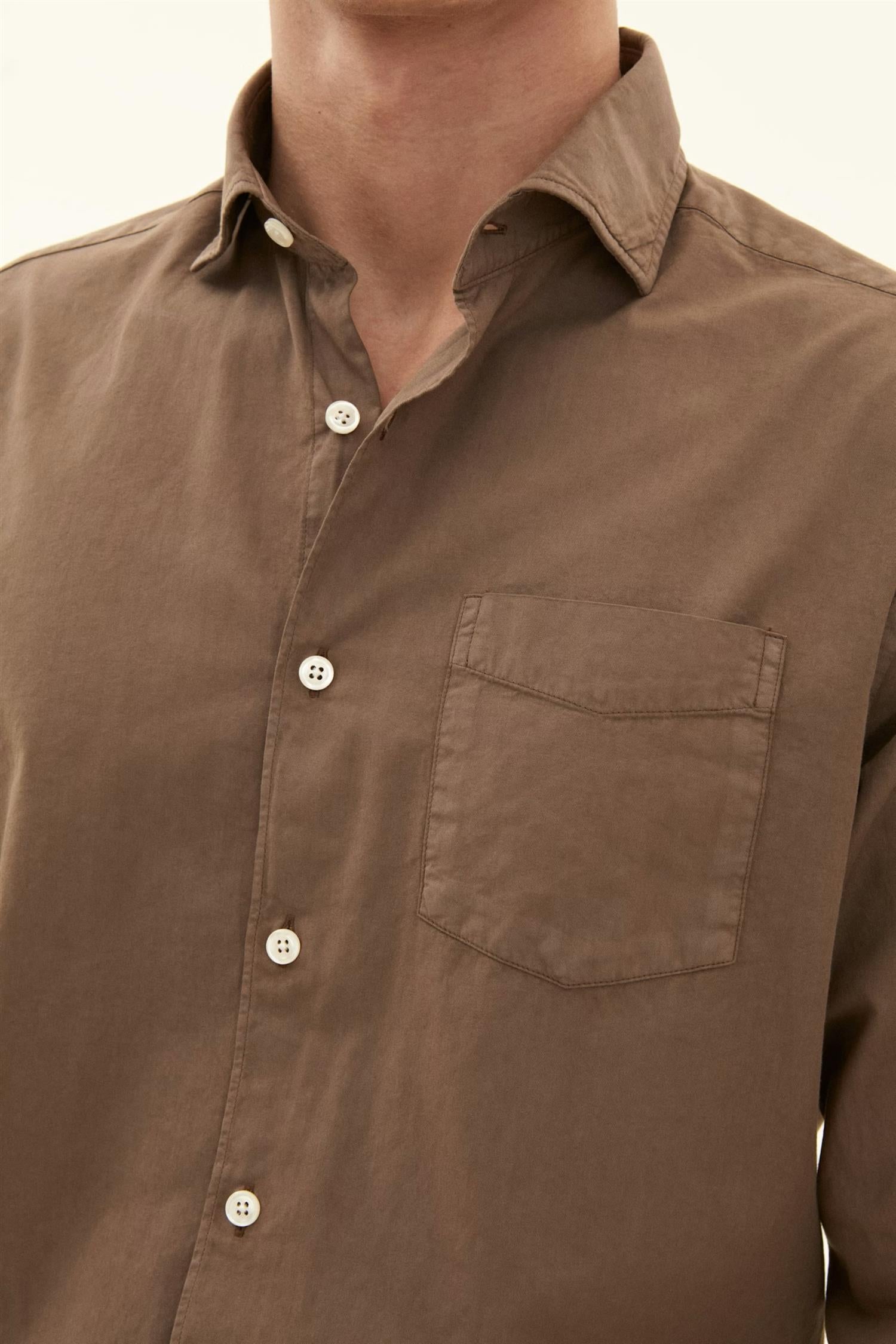 Reg fit wide spread twill shirt - Light army green