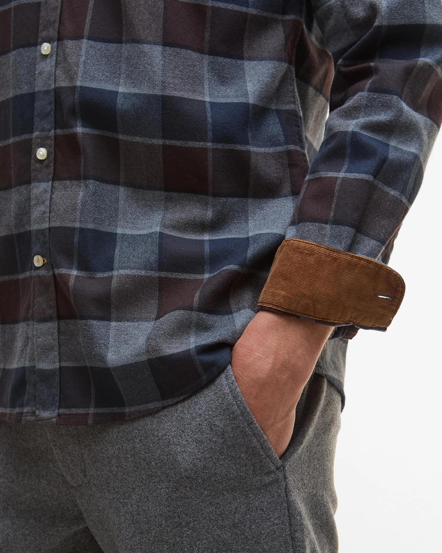 Valley Tailored Checked Shirt- Dark Oak