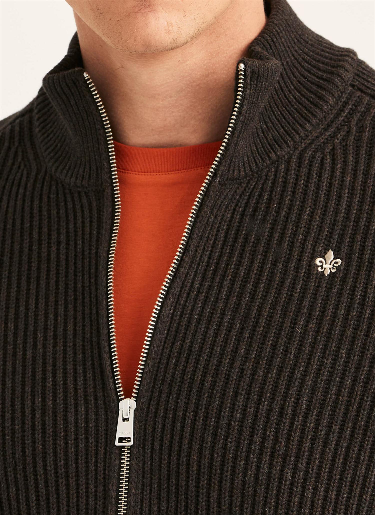 Duncan Zip Cardigan- Brown