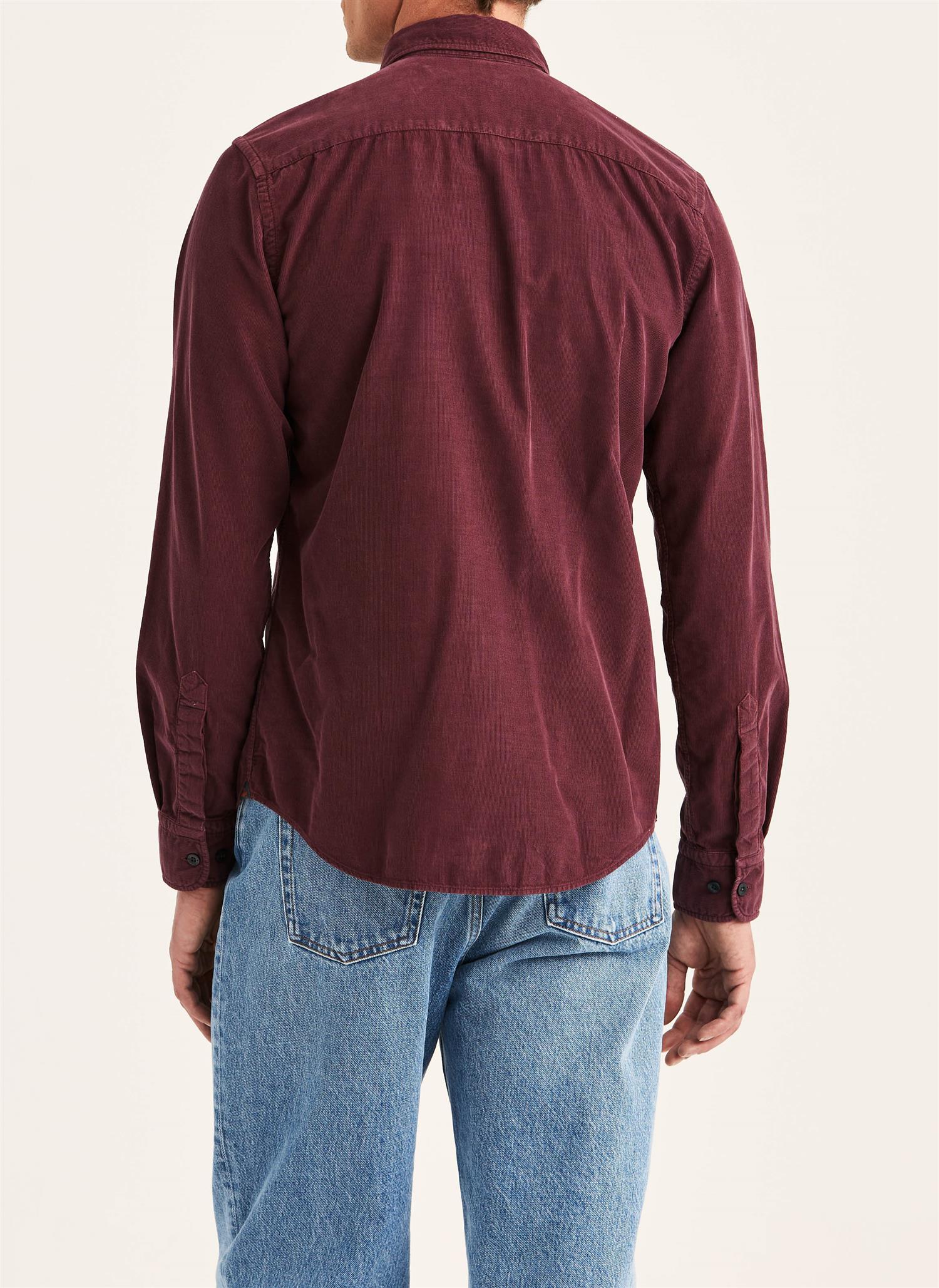 Douglas Cord Shirt Slim - Wine red