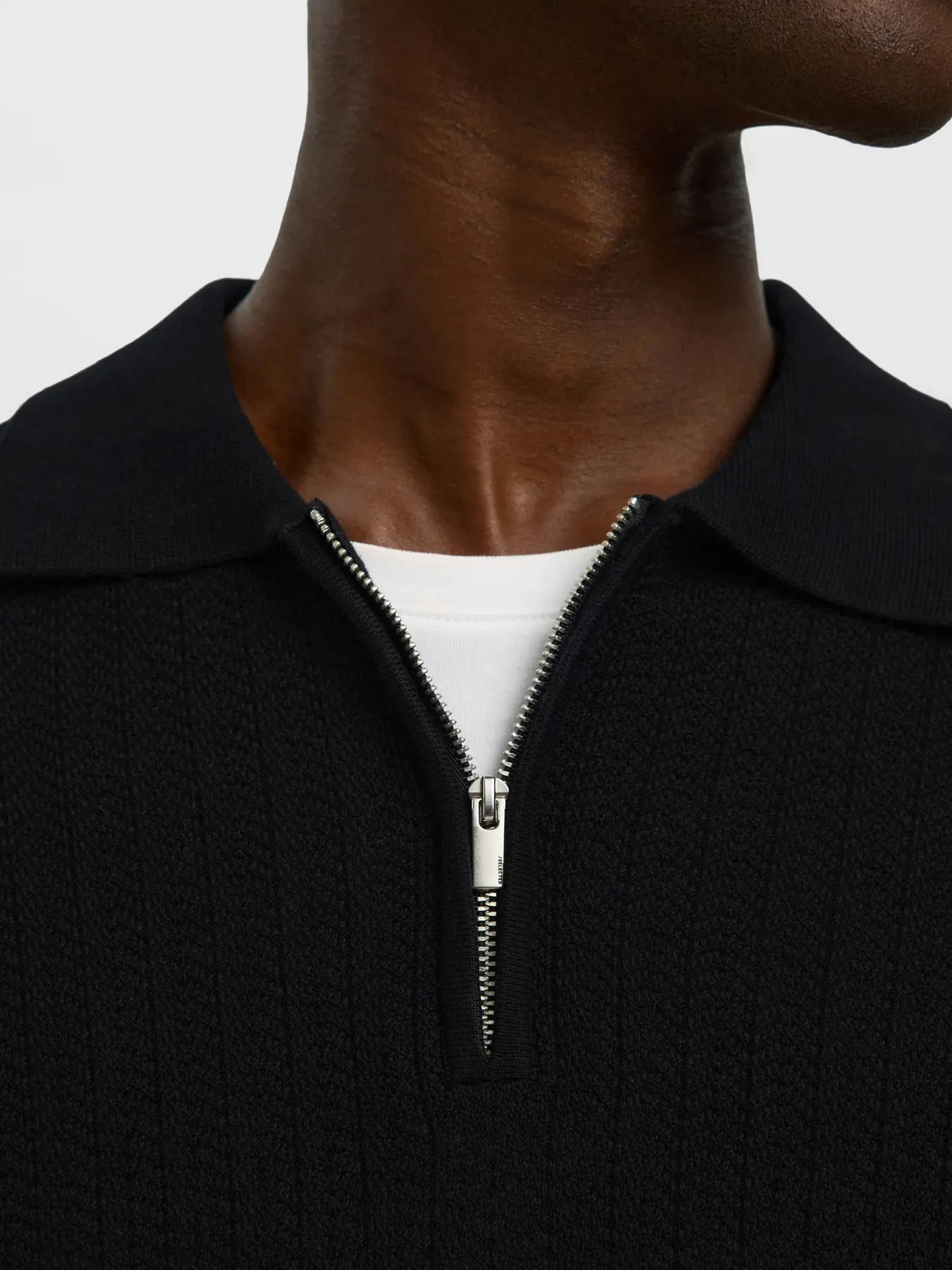 cran ls knit structure half zip polo - sort