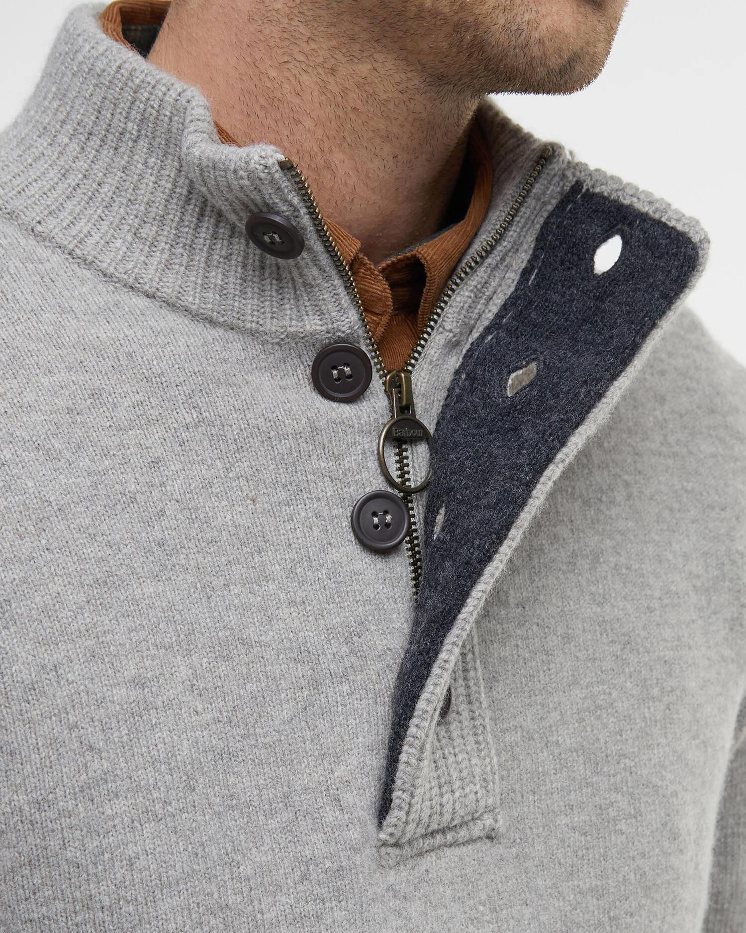 Essent Patch Half Zip Knitted Jumper- Stone