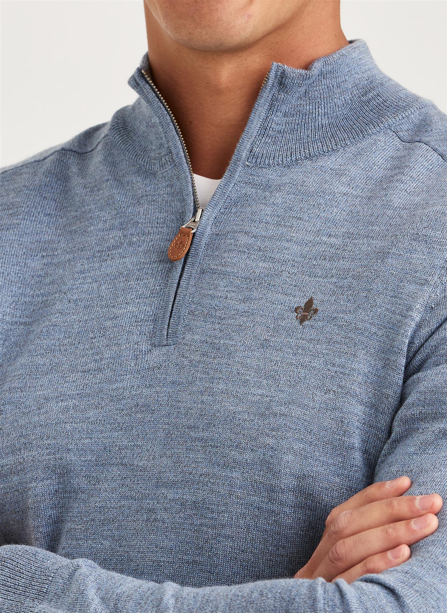 Merino John Zip- Blue