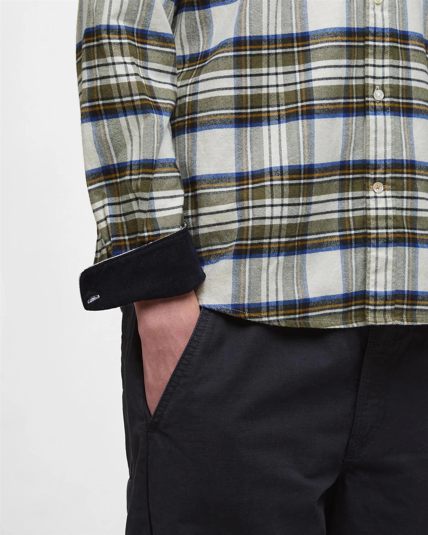 Ronan Tailored Checked Shirt- Ecru Marl