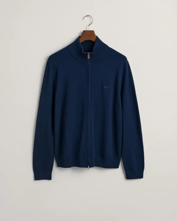 Extra fine merino zip cardigan- Marine