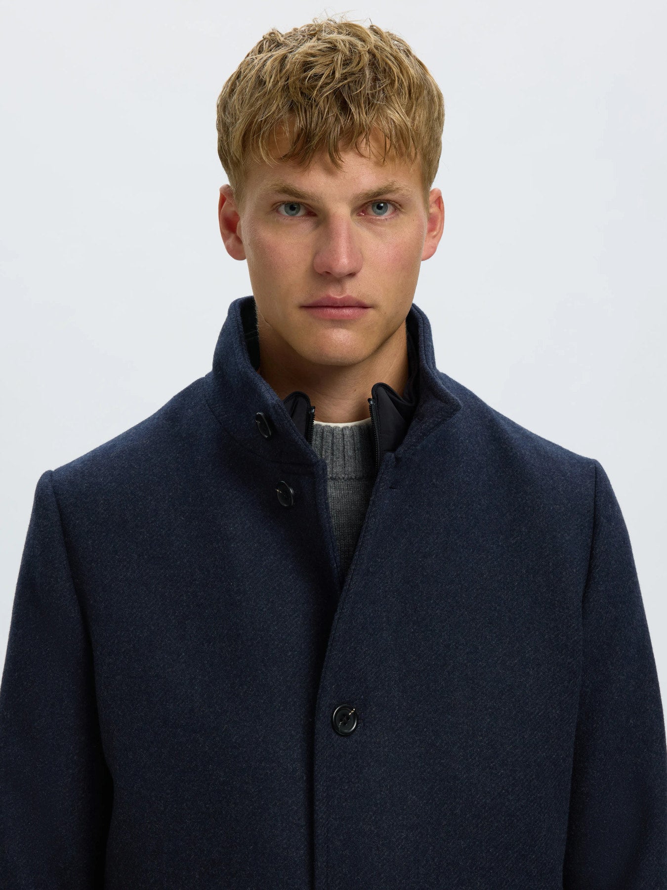 Rainar wool blend coat - Sky captain melange