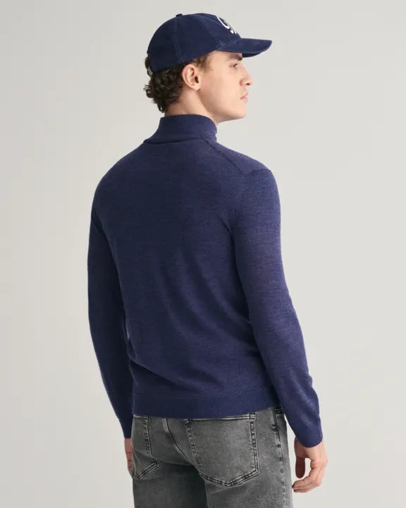 Extra fine merino half zip- marine melange