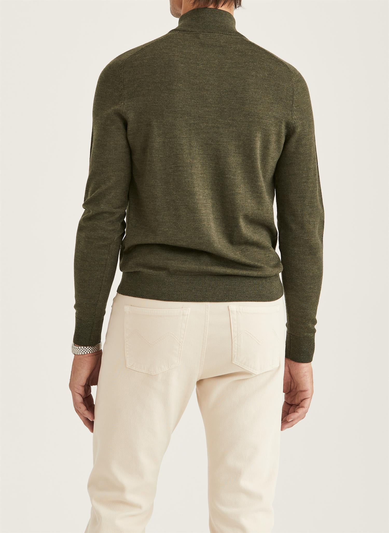 Merino John Zip- Olive