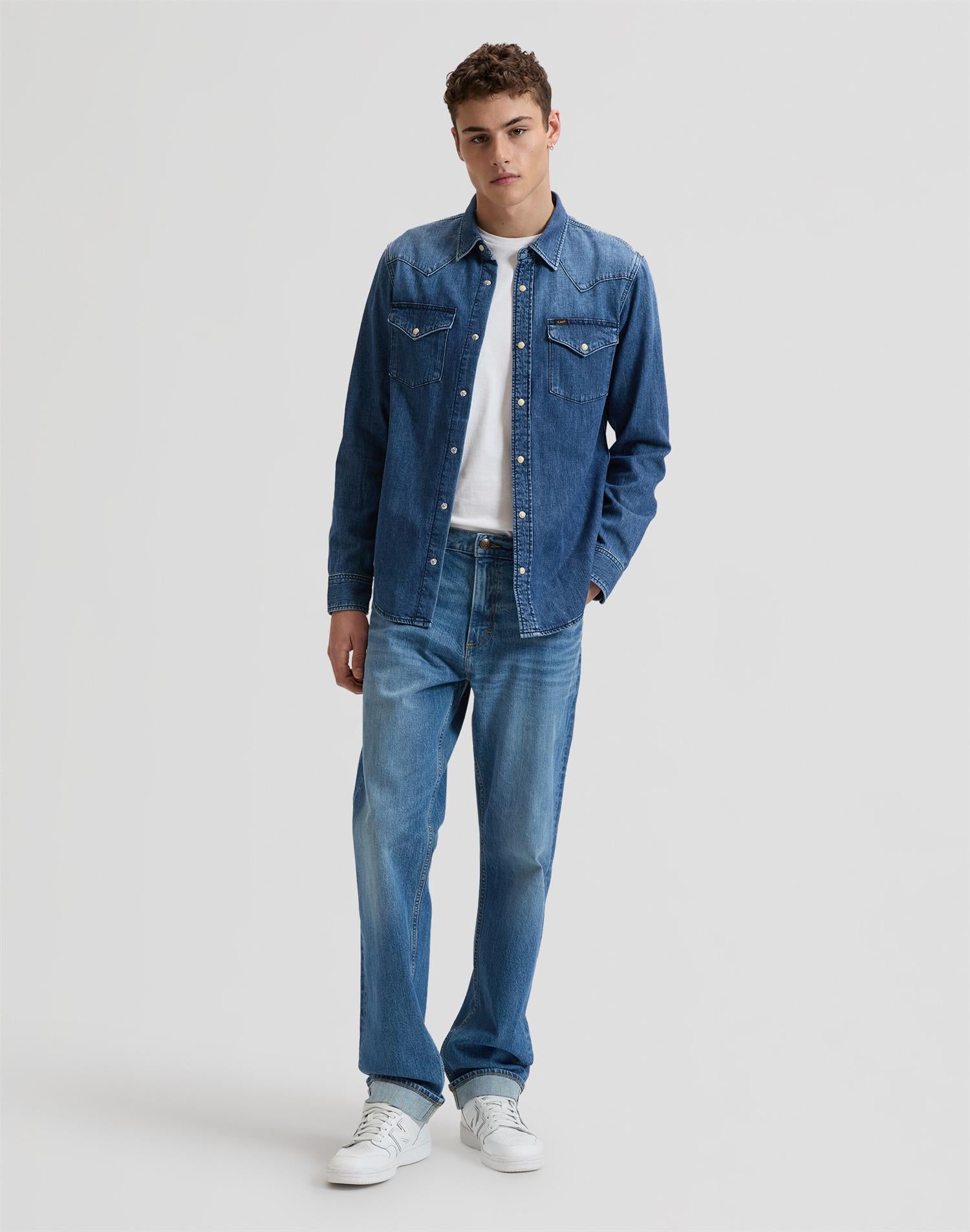 Reg Western shirt Brookside- Blue