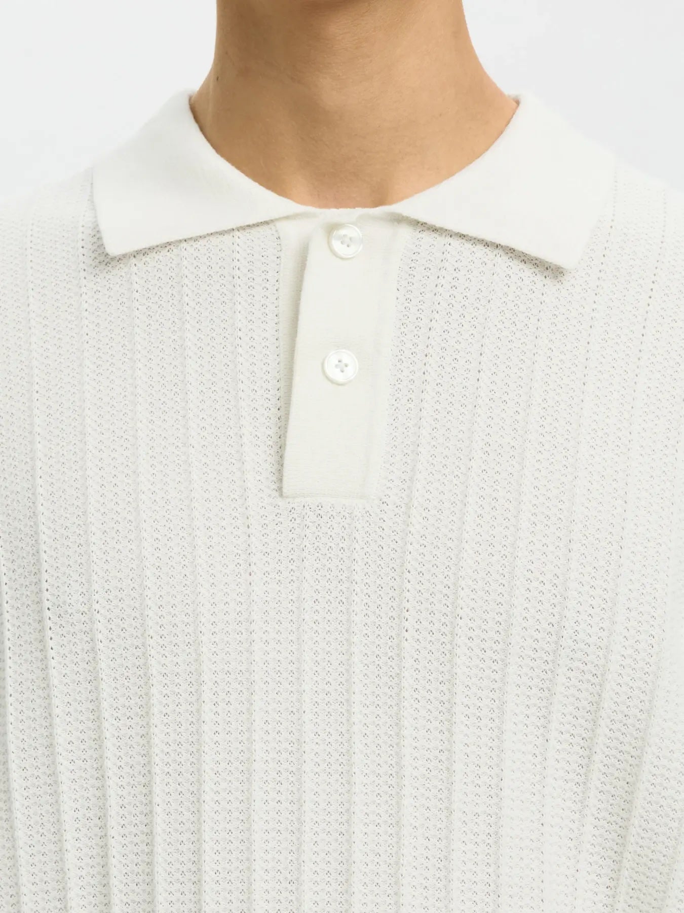 Dane ss knit structure polo - Egret