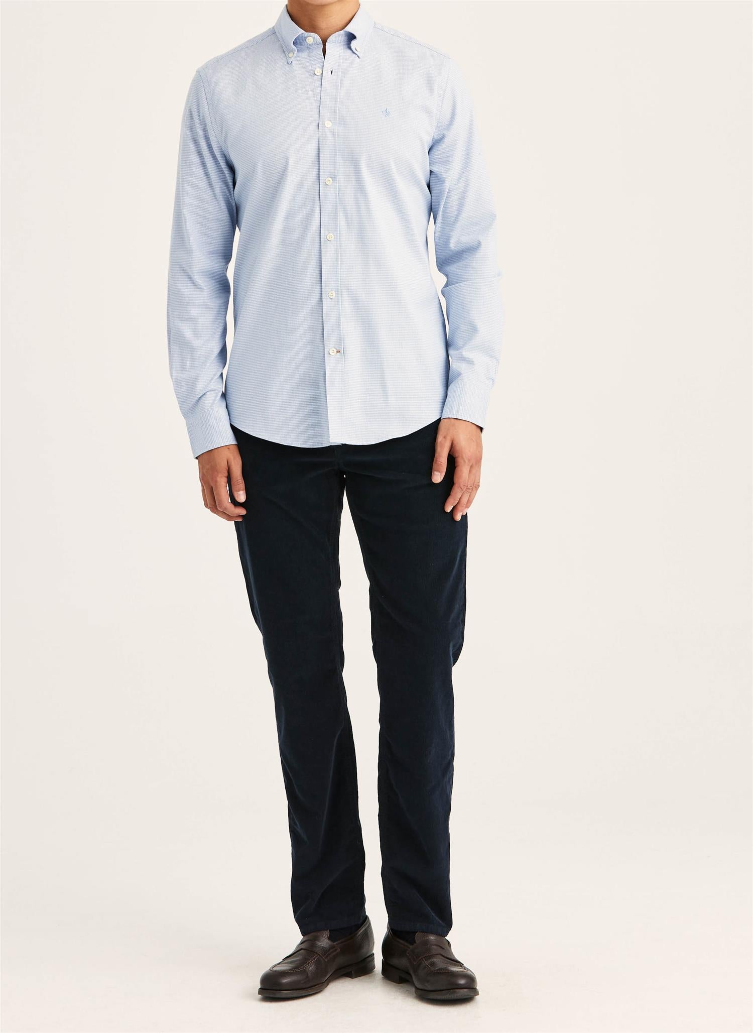 Watts Stretch Flannel Shirt Slim- Blue