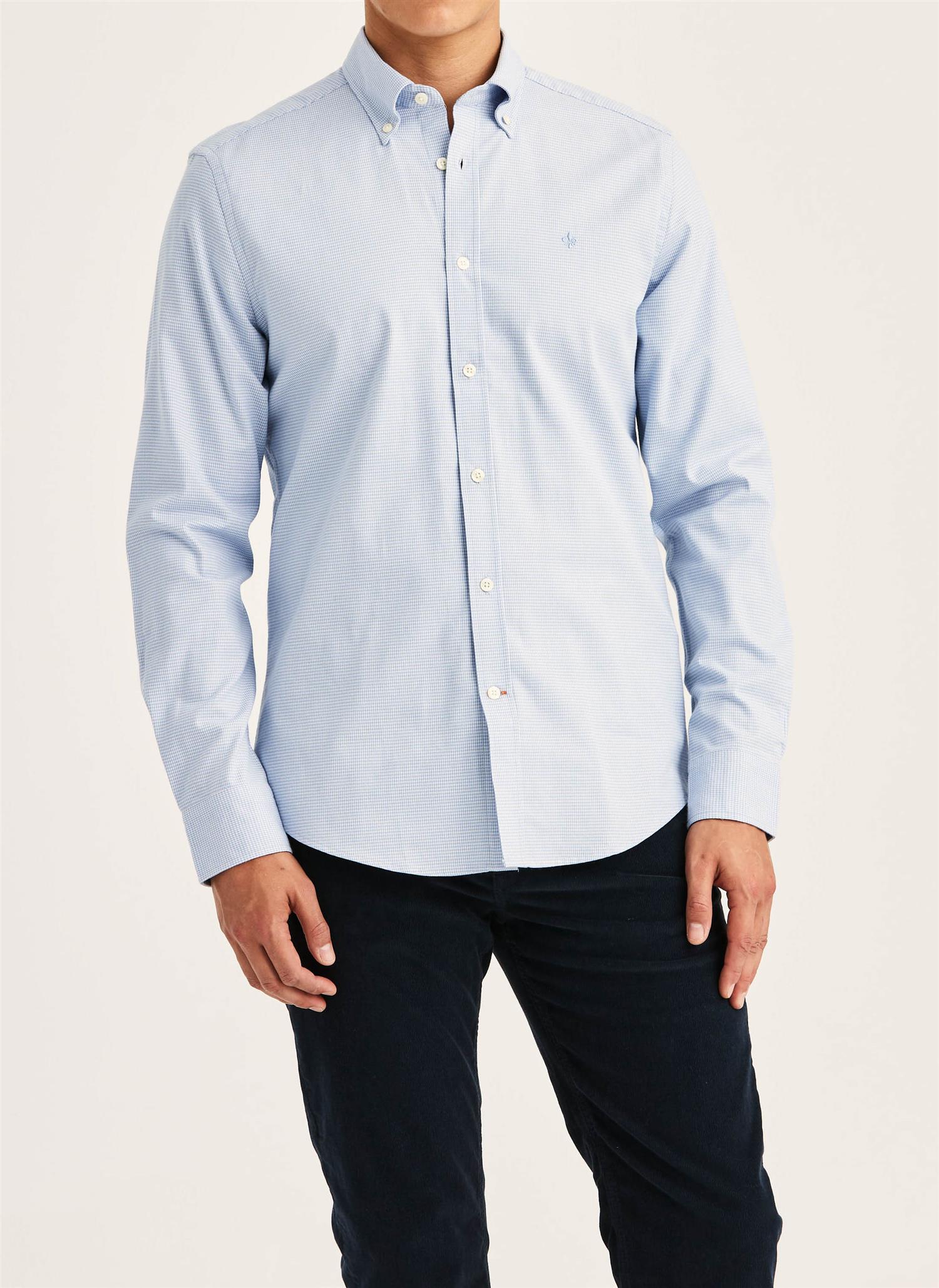 Watts Stretch Flannel Shirt Slim- Blue