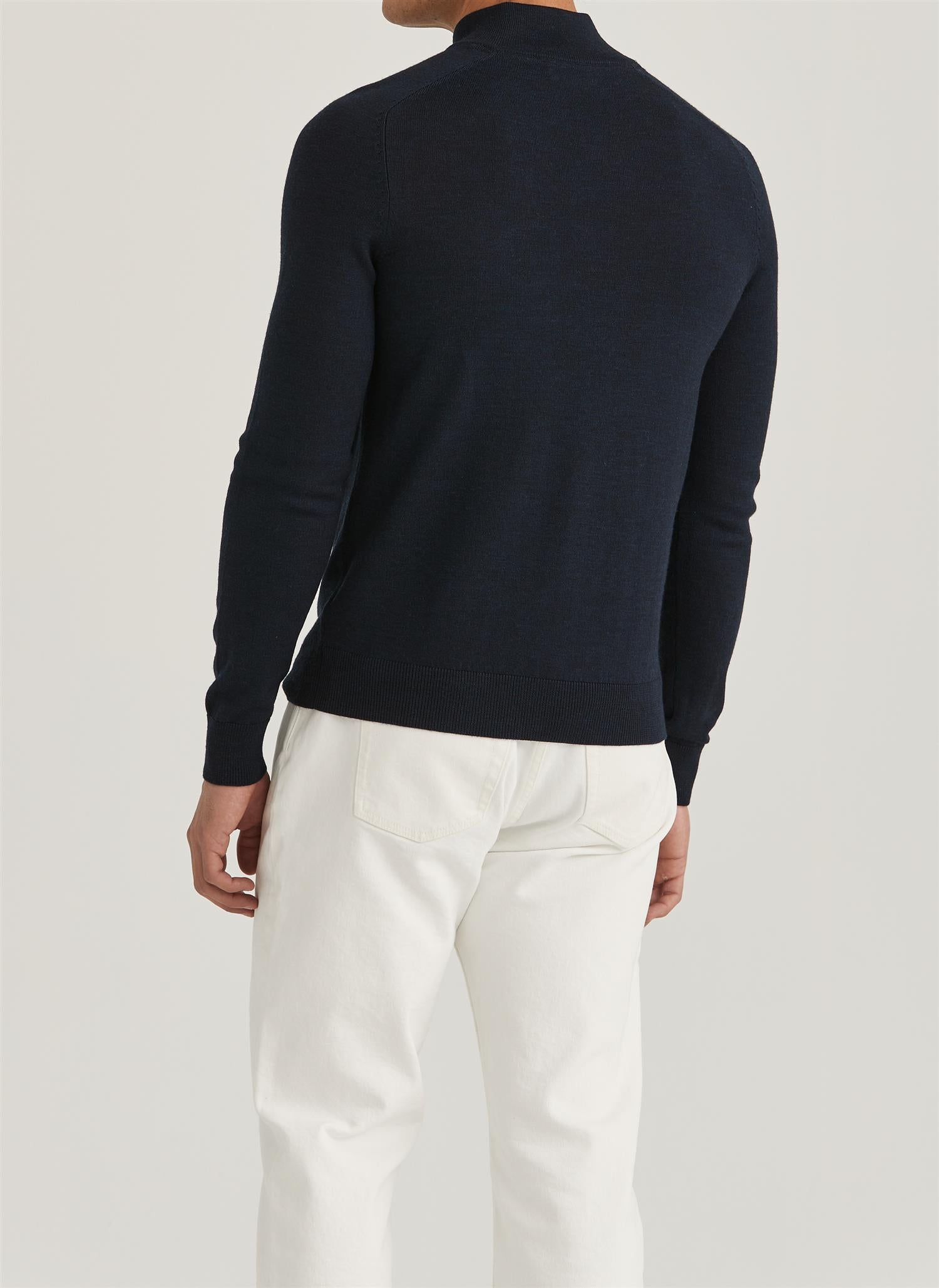 Merino John Zip- Navy