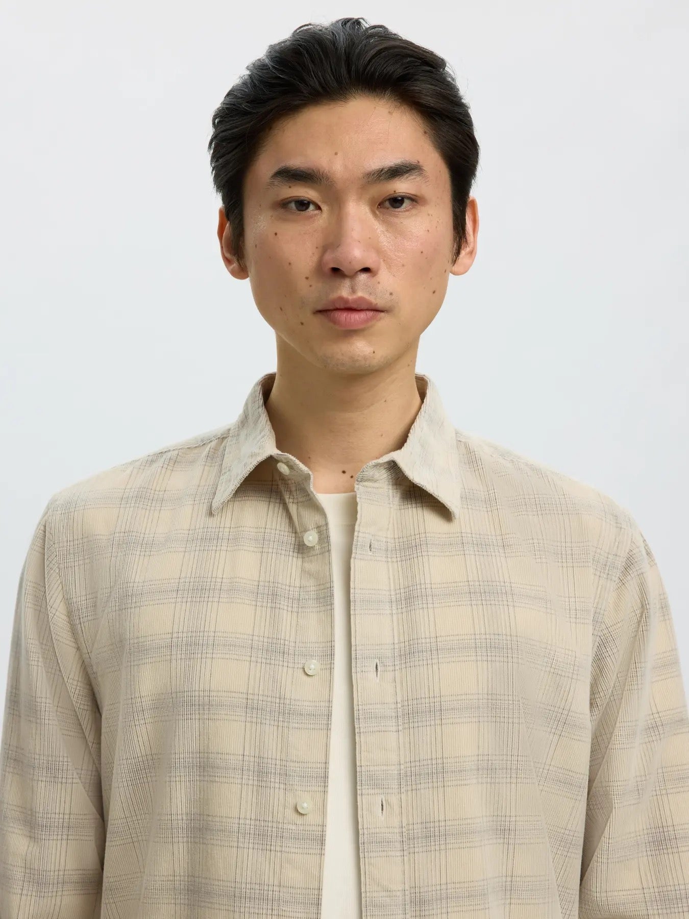 Reg Claus cord check shirt - Oatmeal/Brushed