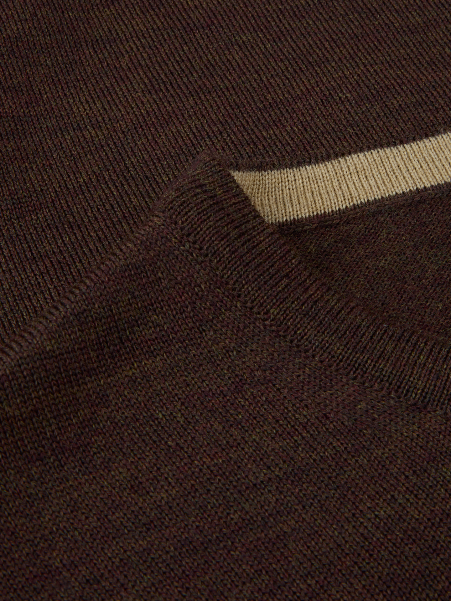 Sweater knitted crew  patch merino- Dk brown