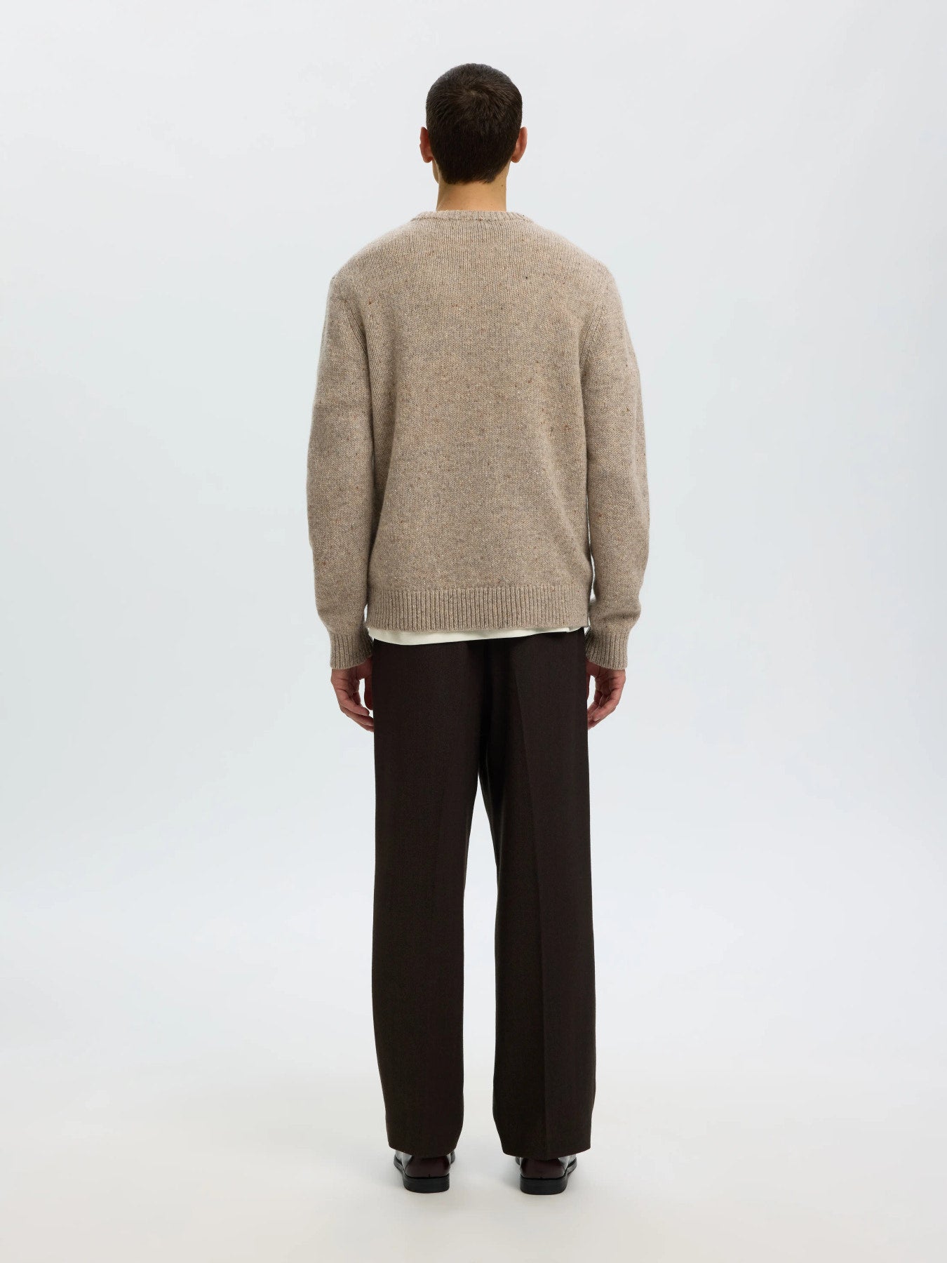 Cody ls knit oneck - Oatmeal/Neps