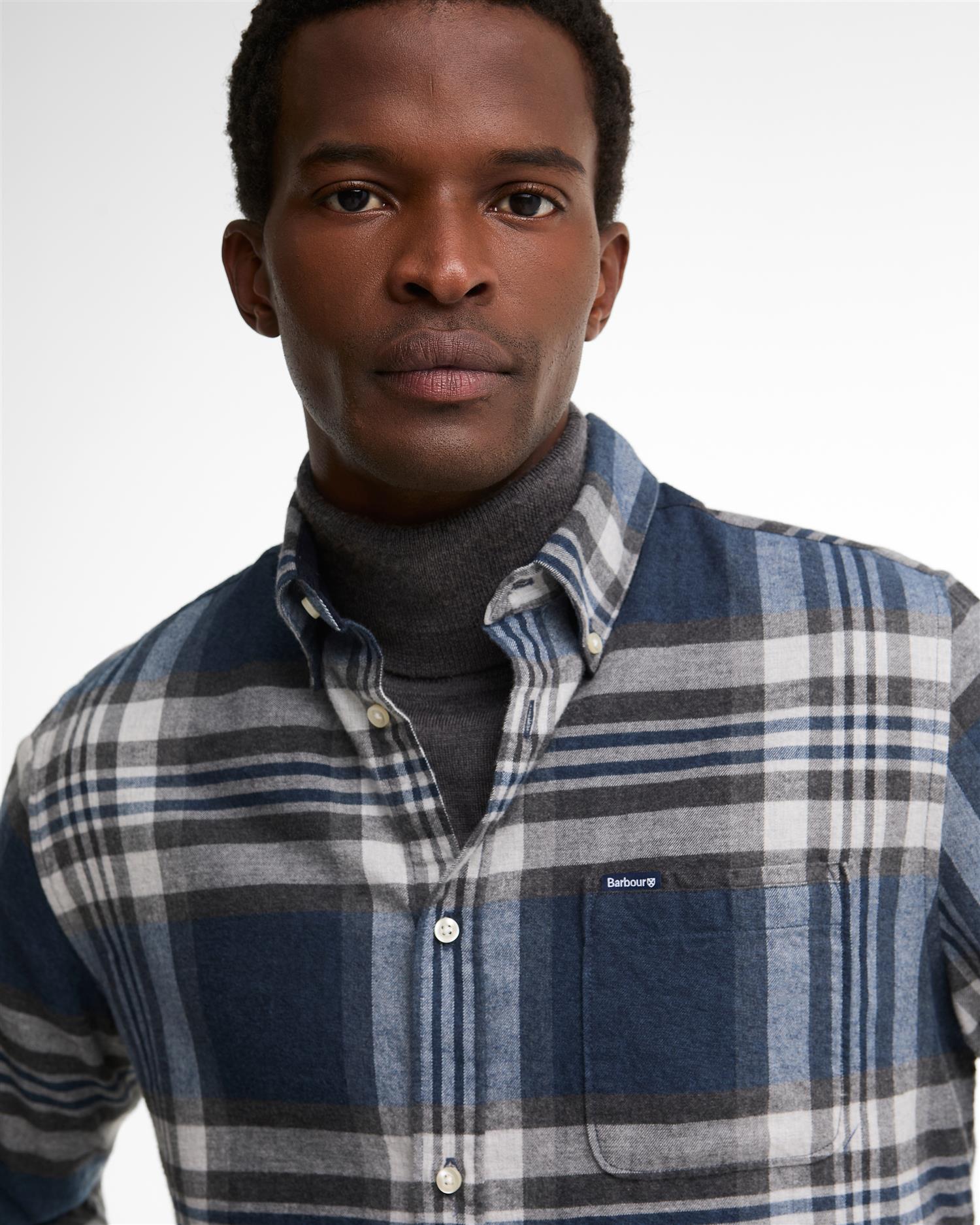 Dovedale Tailored Checked Shirt- Grey marl