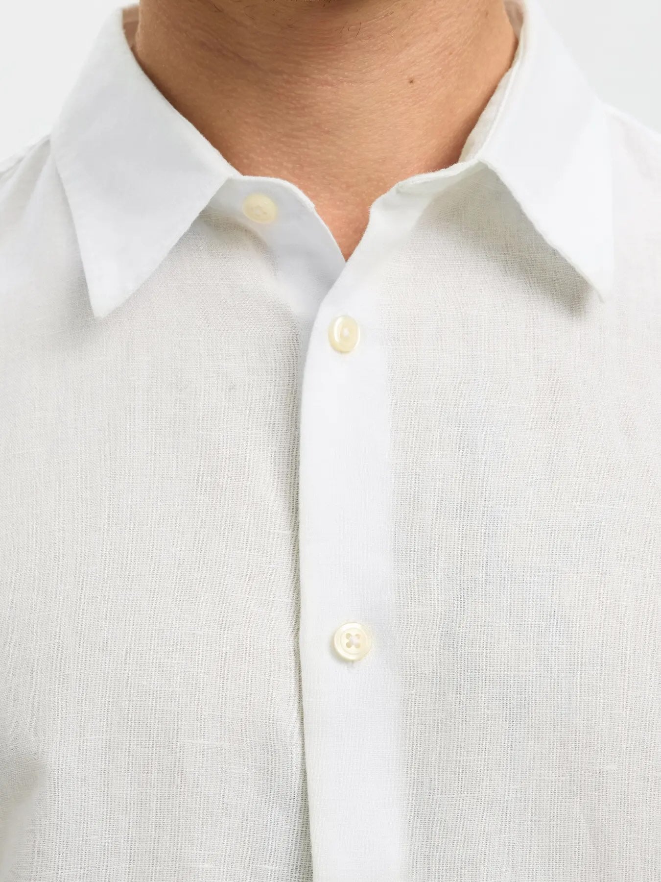 RegClay linen blend ls shirt - Bright white