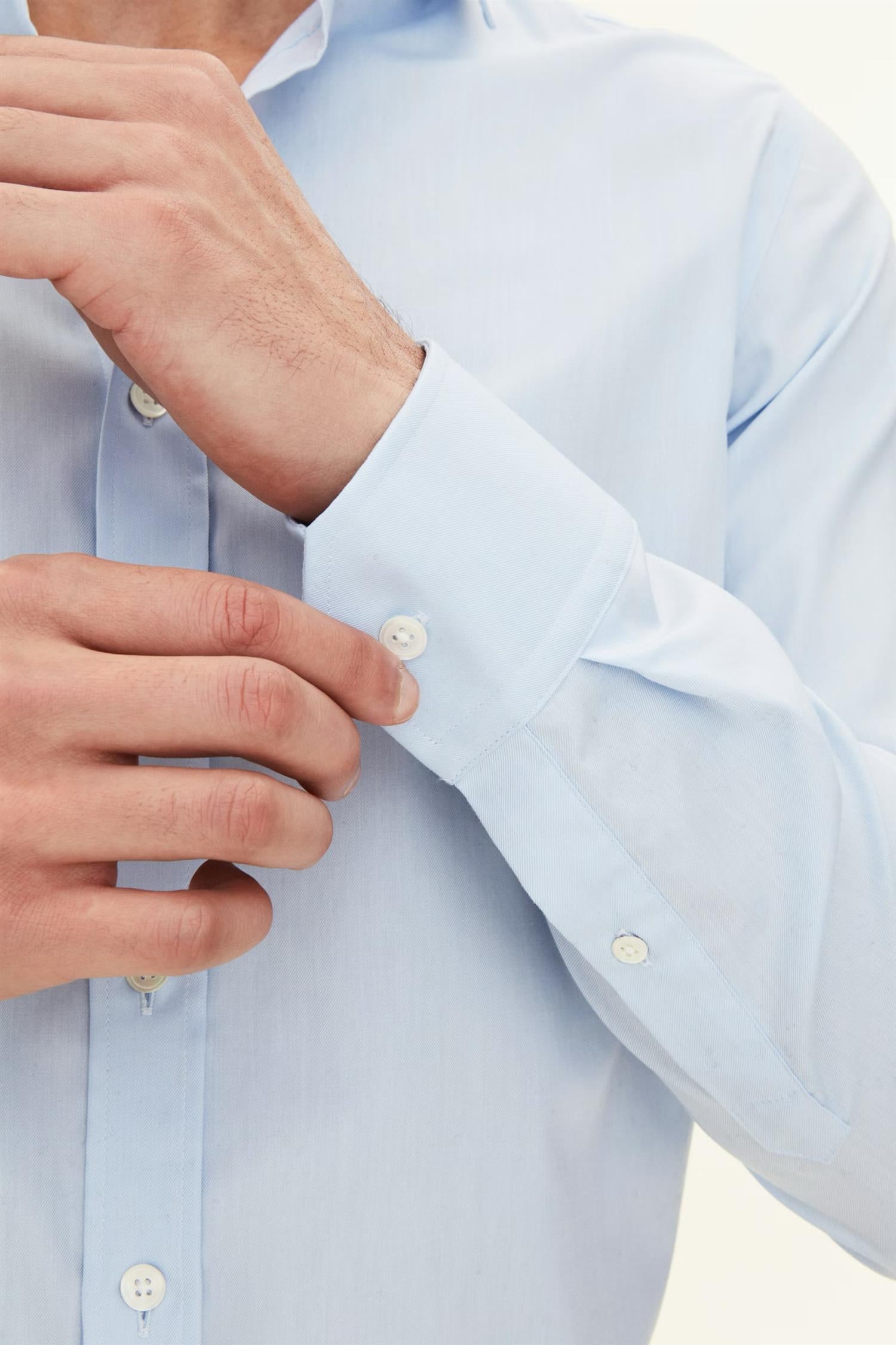 Slim cut away non iron twill shirt - Light blue