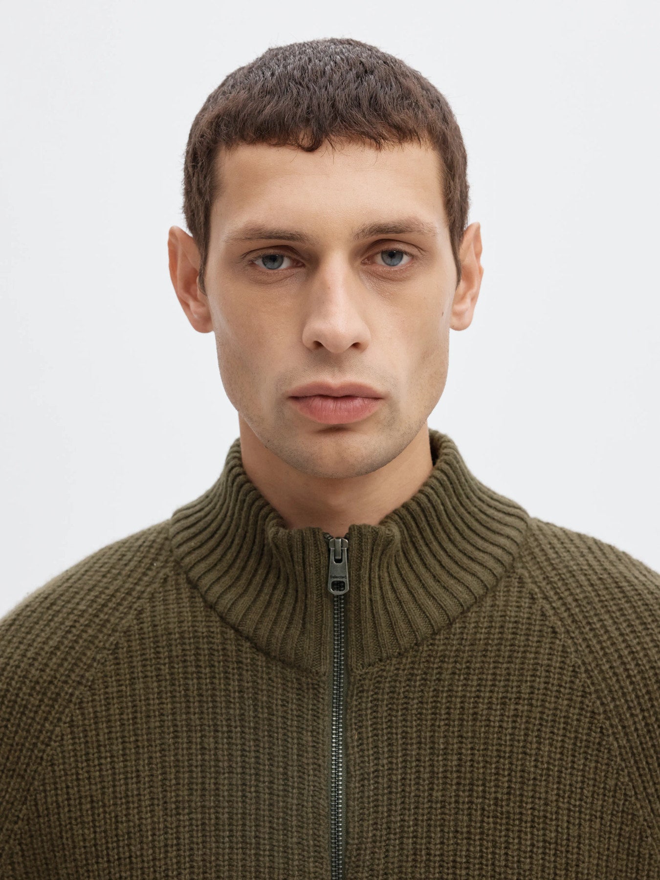Cody ls knit zip cardigan- Kalamata