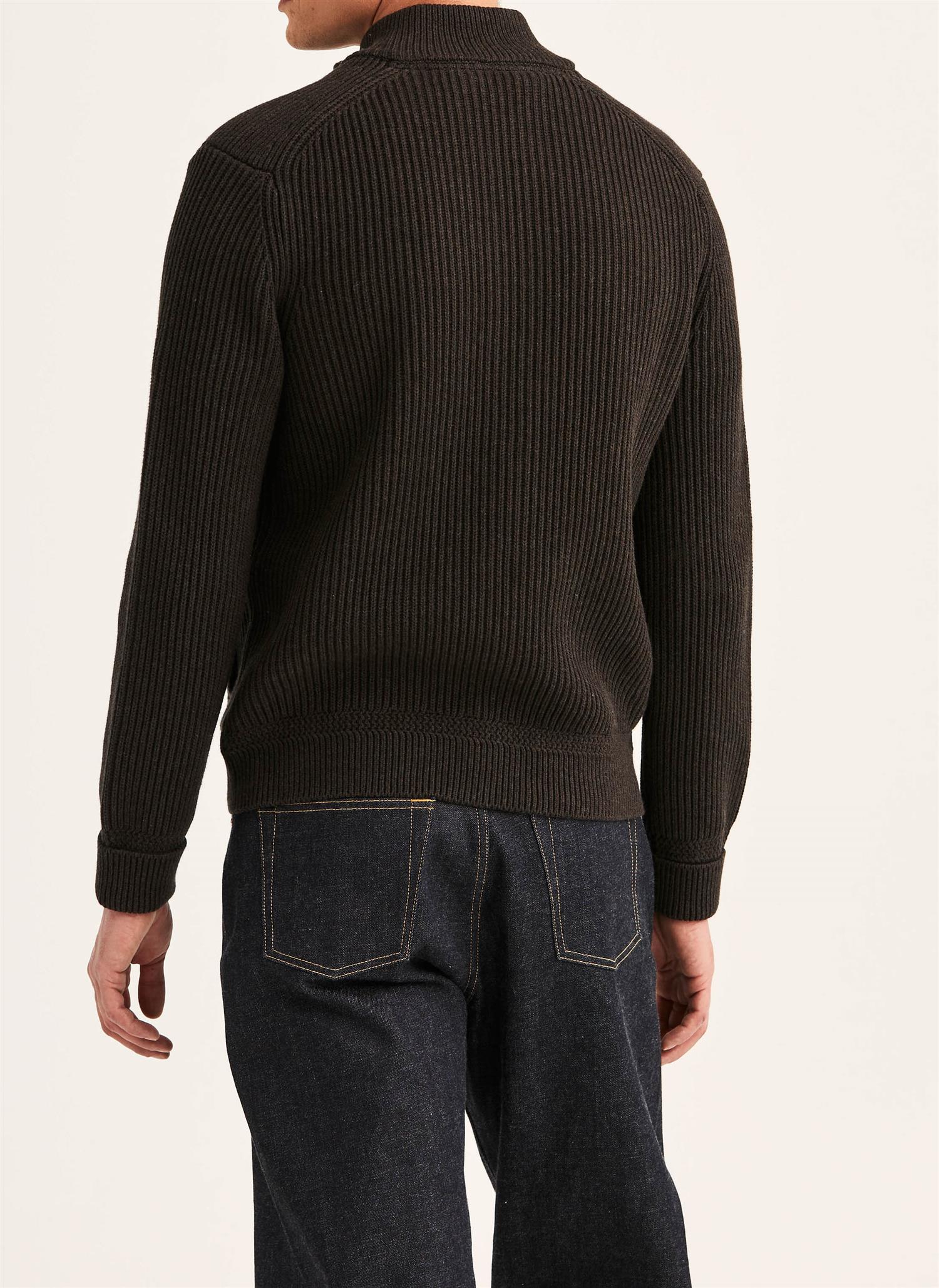 Duncan Zip Cardigan- Brown