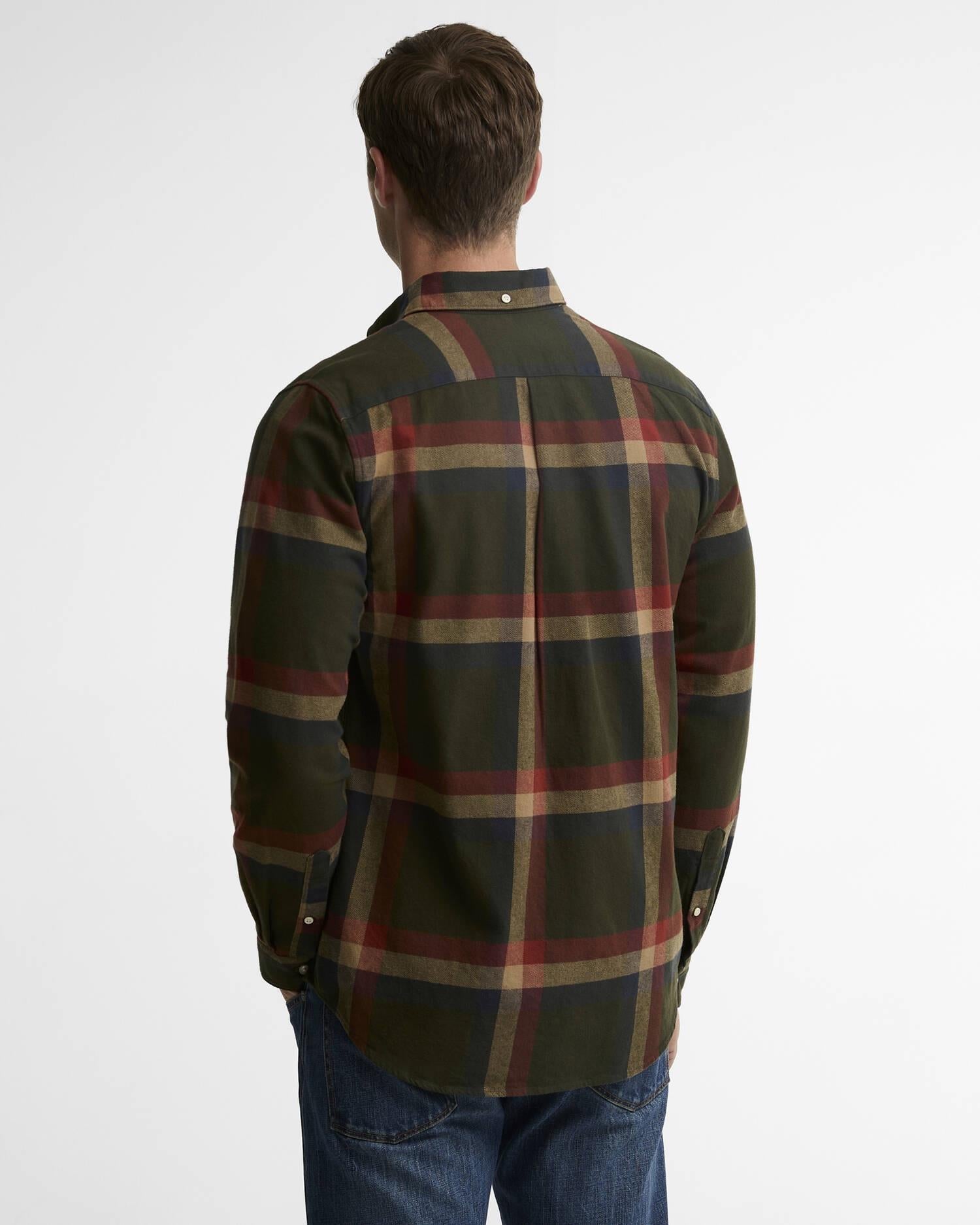 Folley Tailored Checked Shirt- Mid olive