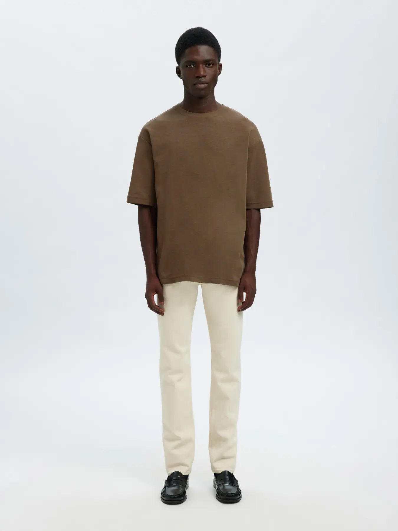 Loose Oscar ss o-neck tee- Chocolate chip/melange