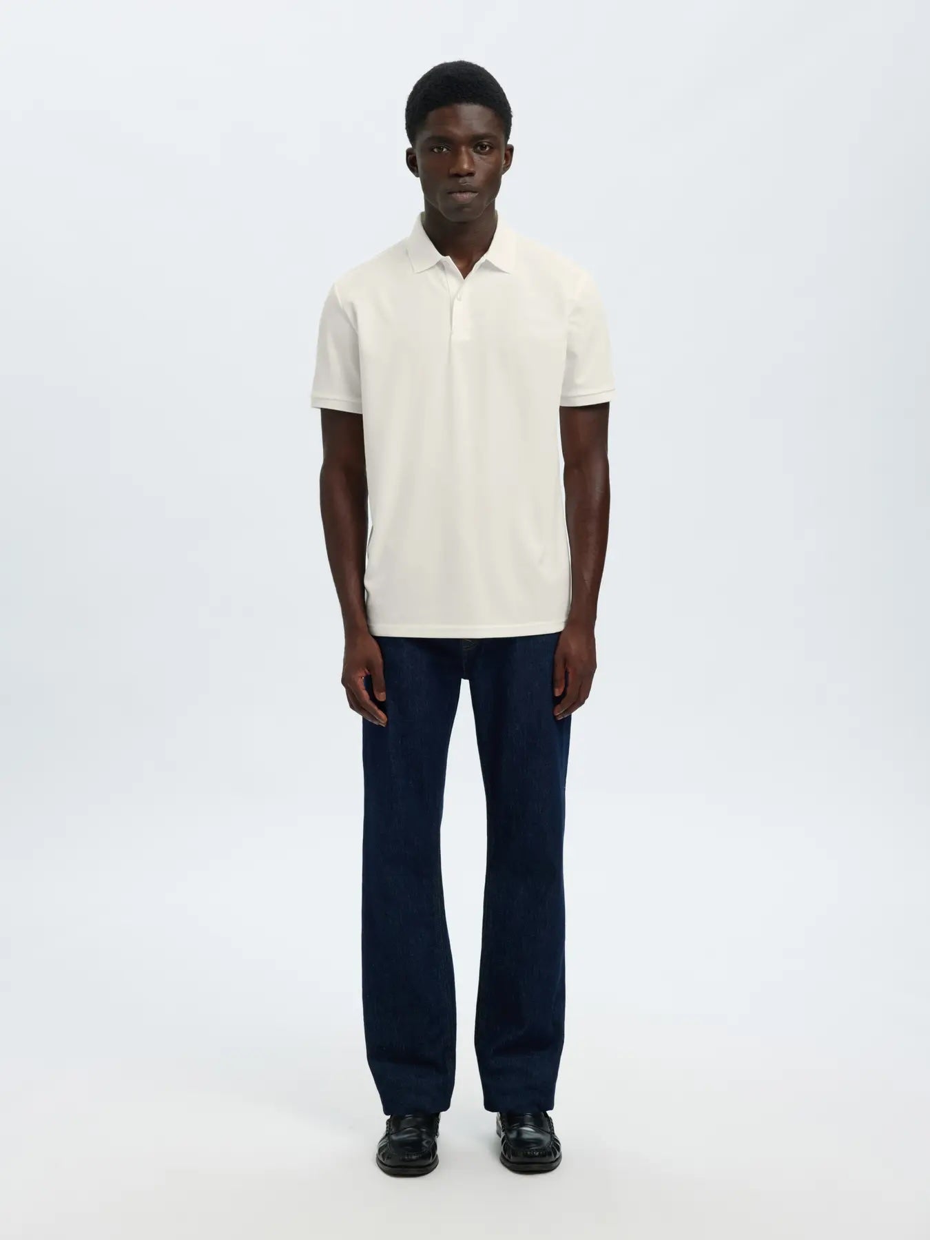 Fave button ss polo - Cloud dancer