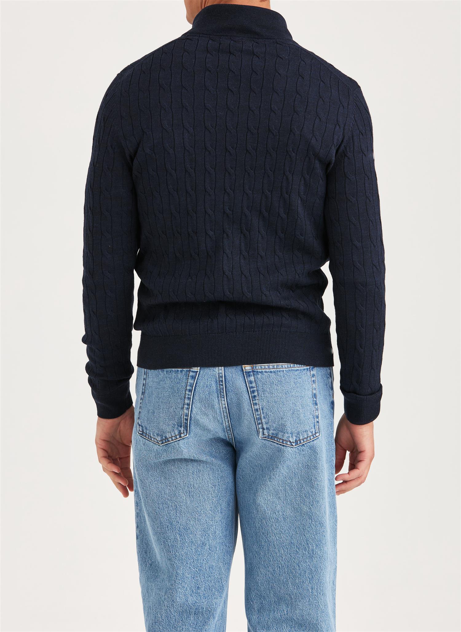 Merino Cable John Zip- Navy