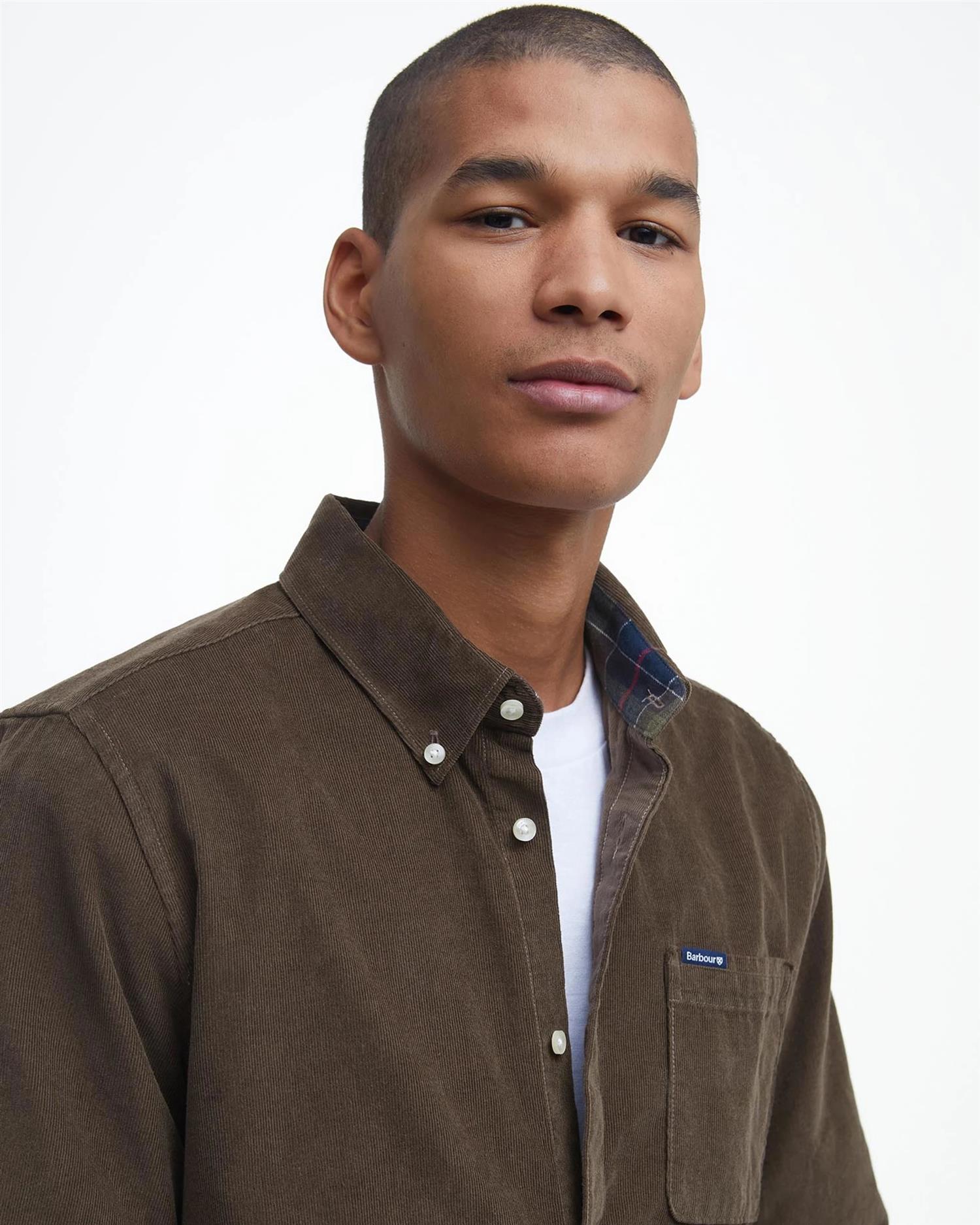 Ramsey Tailored Cord Shirt- Brown