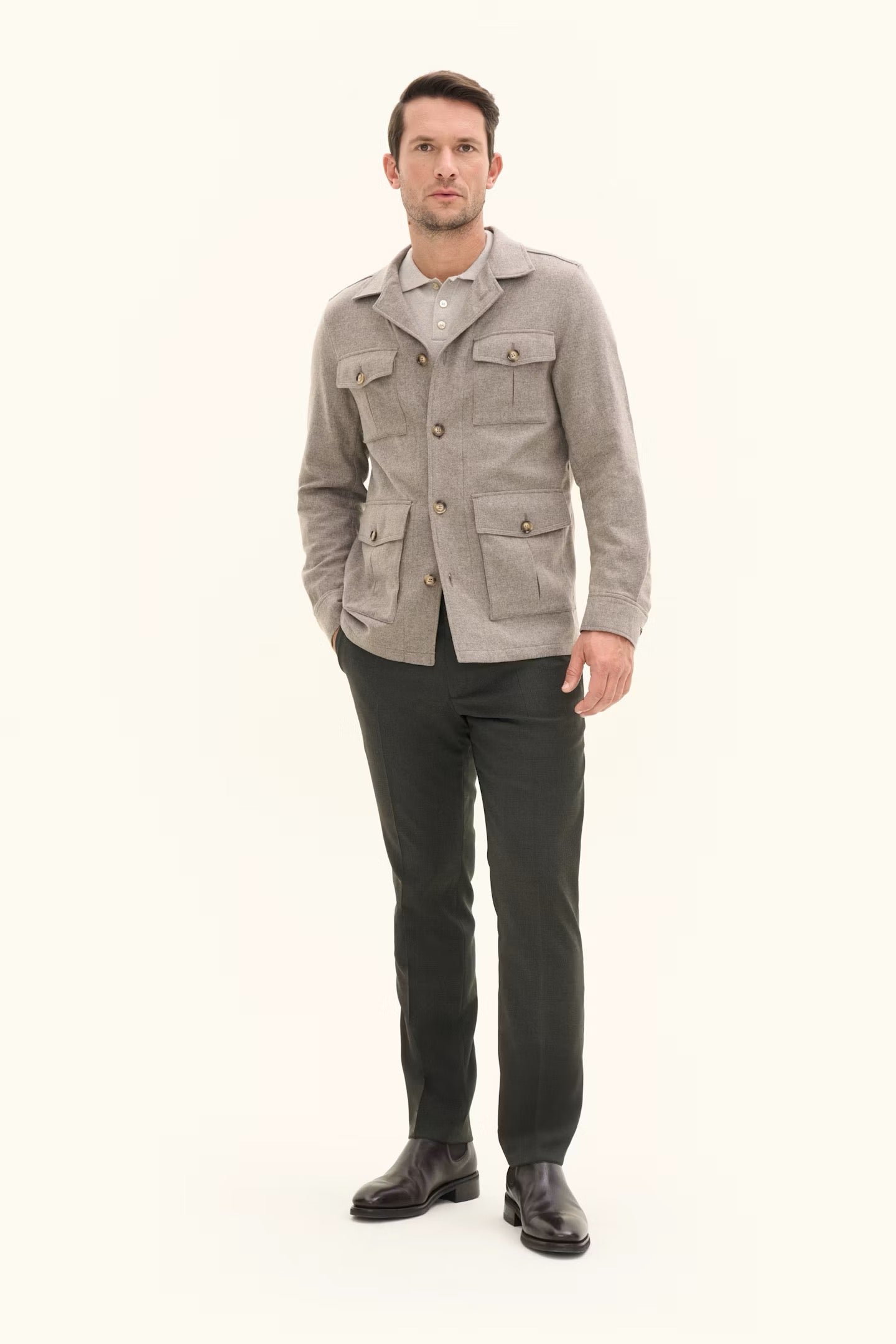 Safari shirt jacket - Brick beige