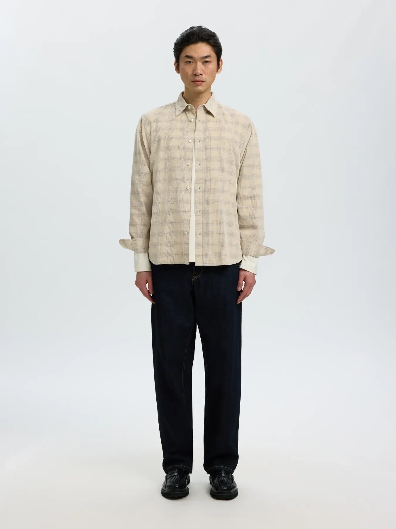 Reg Claus cord check shirt - Oatmeal/Brushed