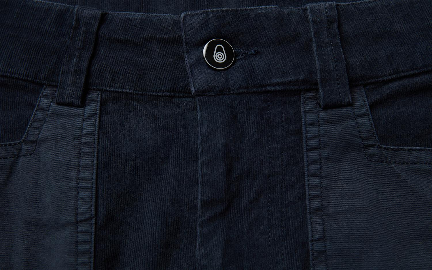 Blocked cord shorts- Dk steel blue