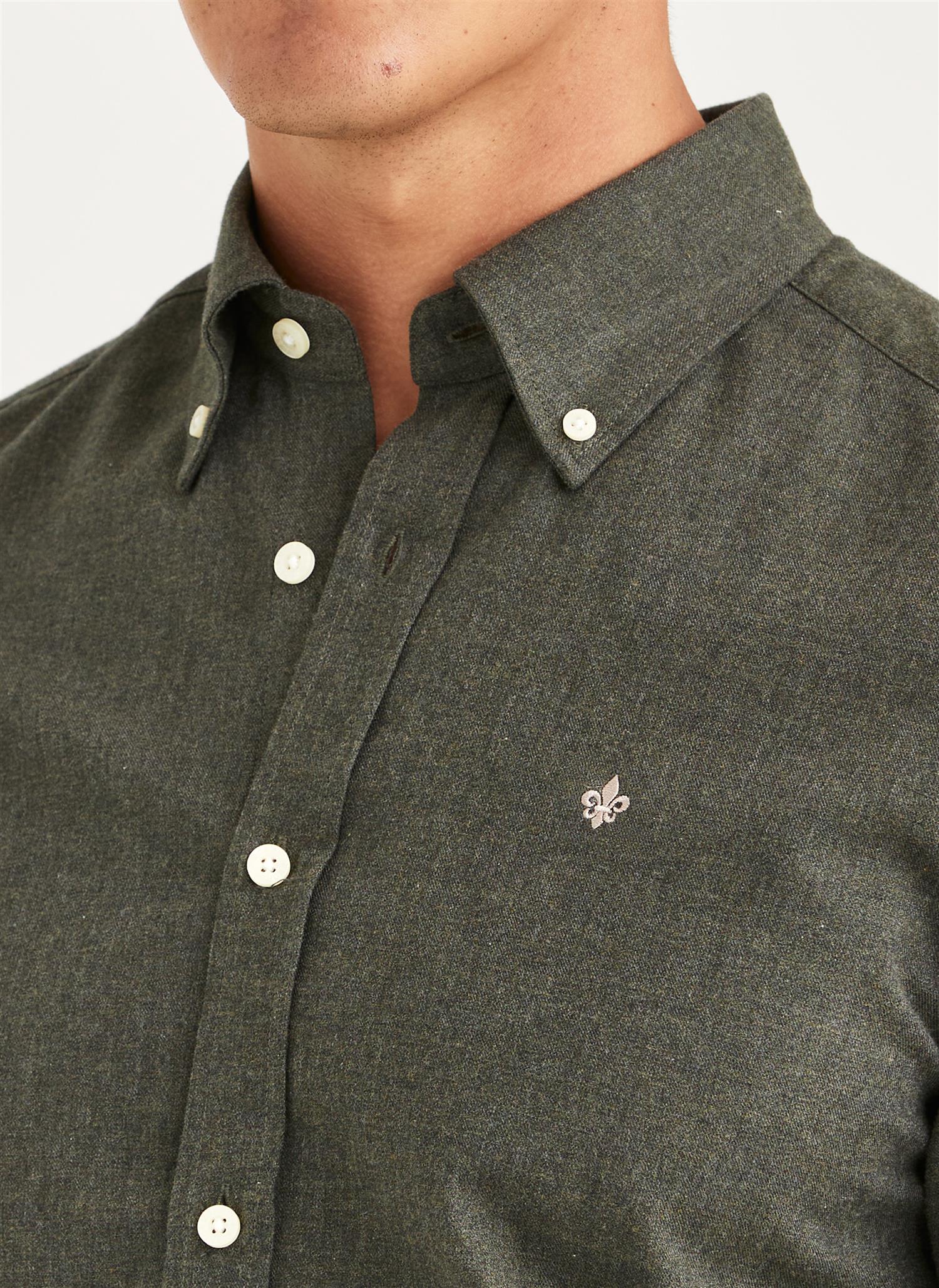 Watts Flannel Shirt-Slim Fit- Olive