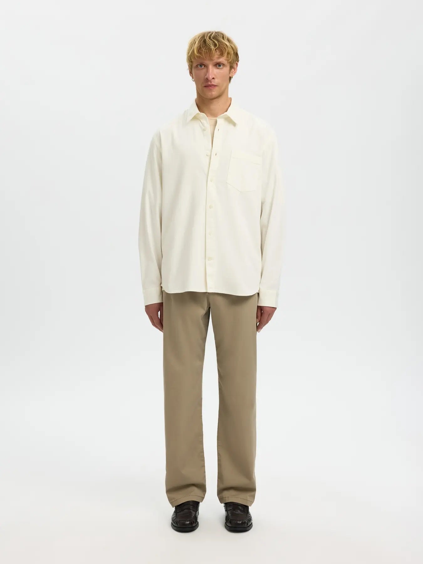RegCarlo denim ls shirt- Ecru