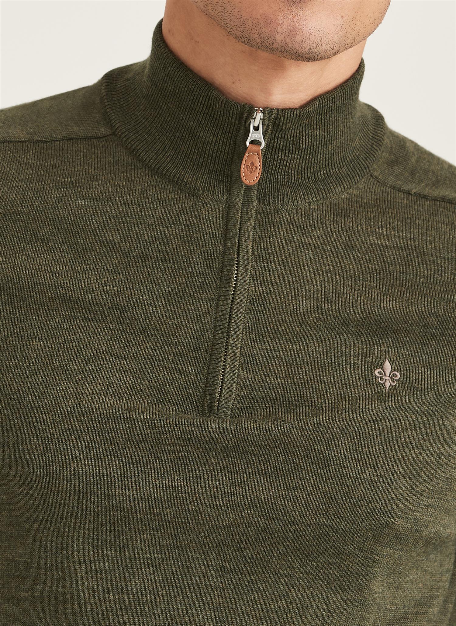 Merino John Zip- Olive