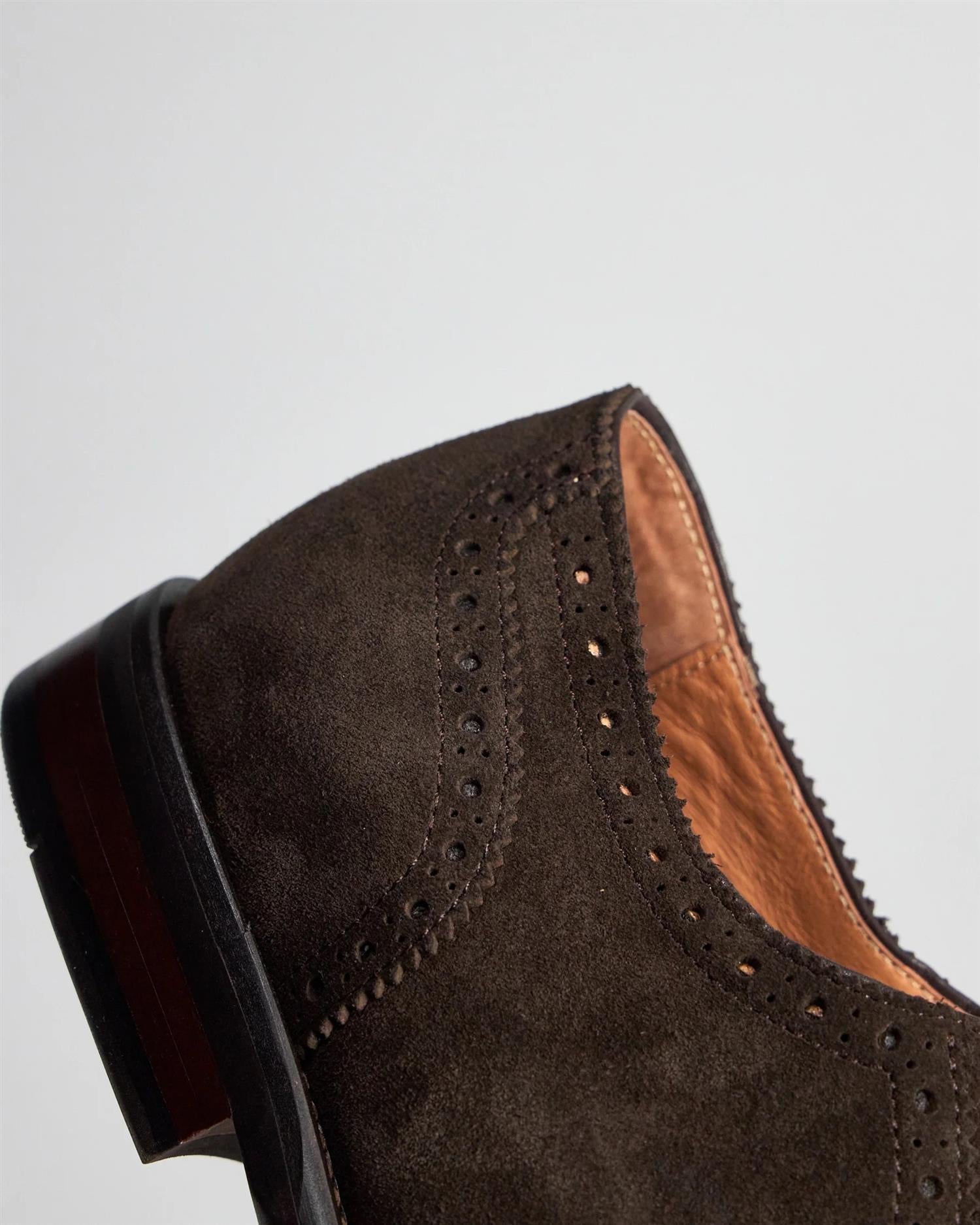 1031 Brouge Oxford shoe- Dk brown suede