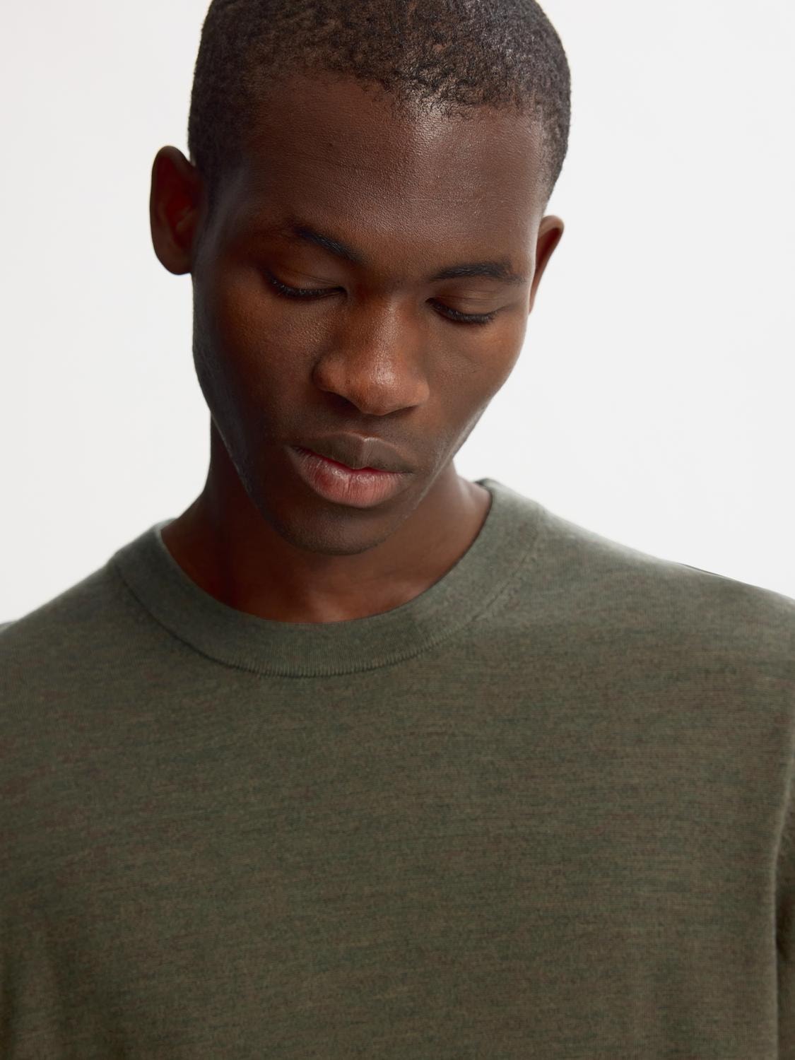 Tray ls knit merino crew neck- forest night