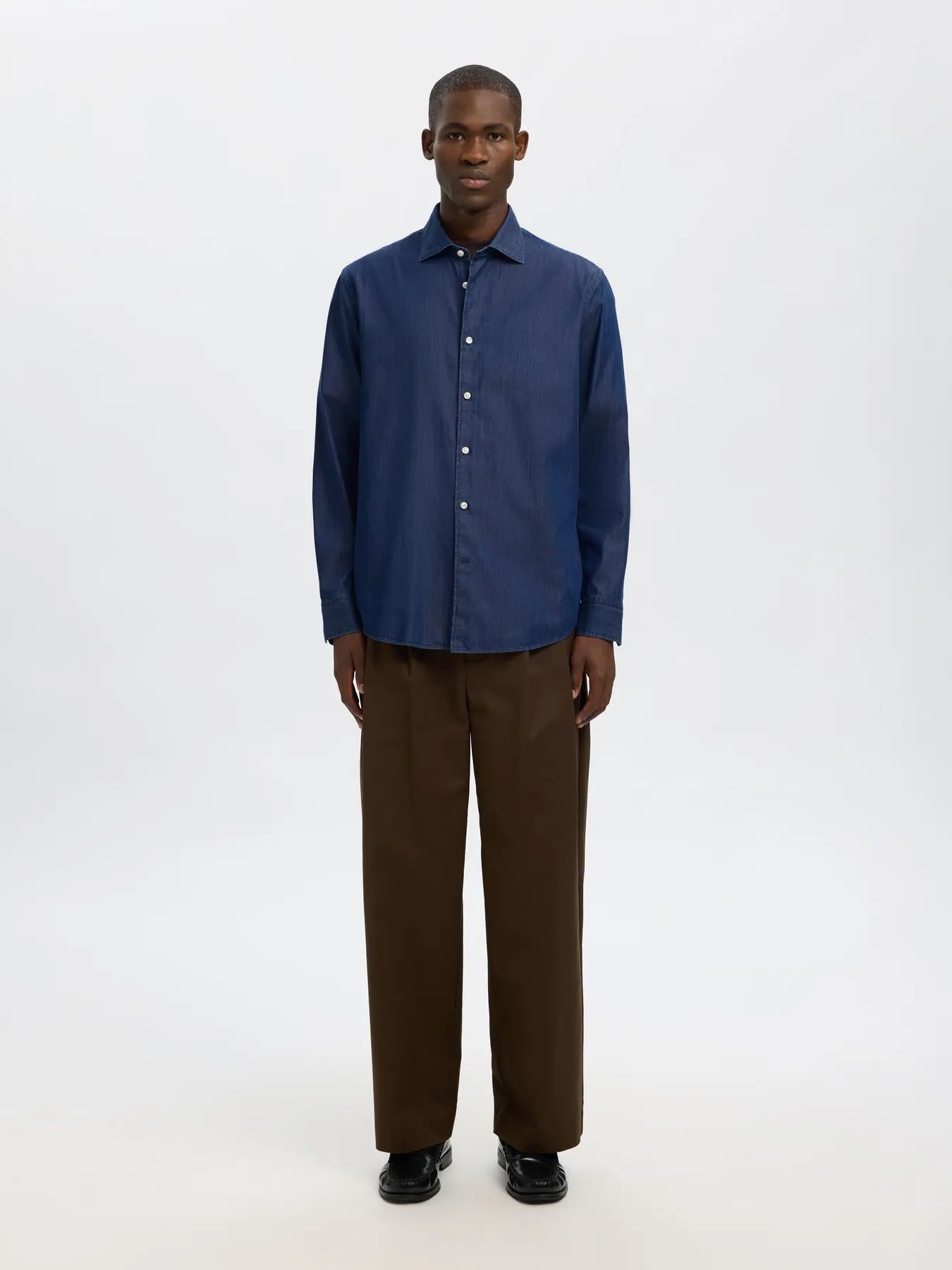 Regleo denim ls shirt spread - Dark blue denim